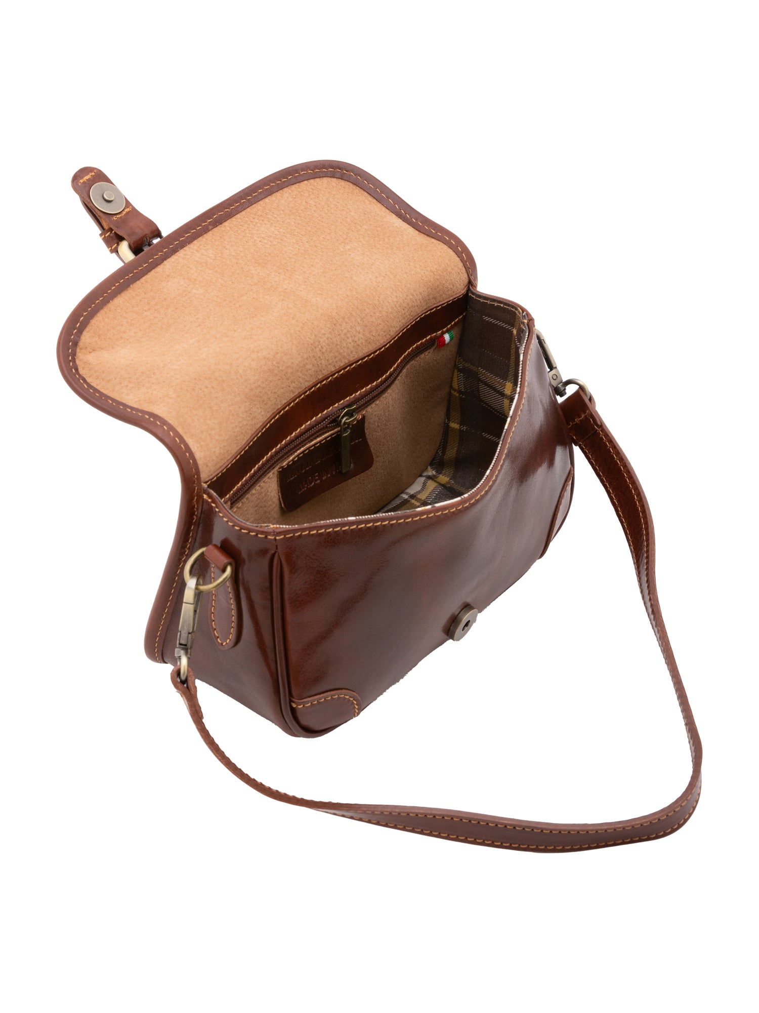 Borsa a tracolla da donna Vera pelle 5587-Marrone I Fratelli