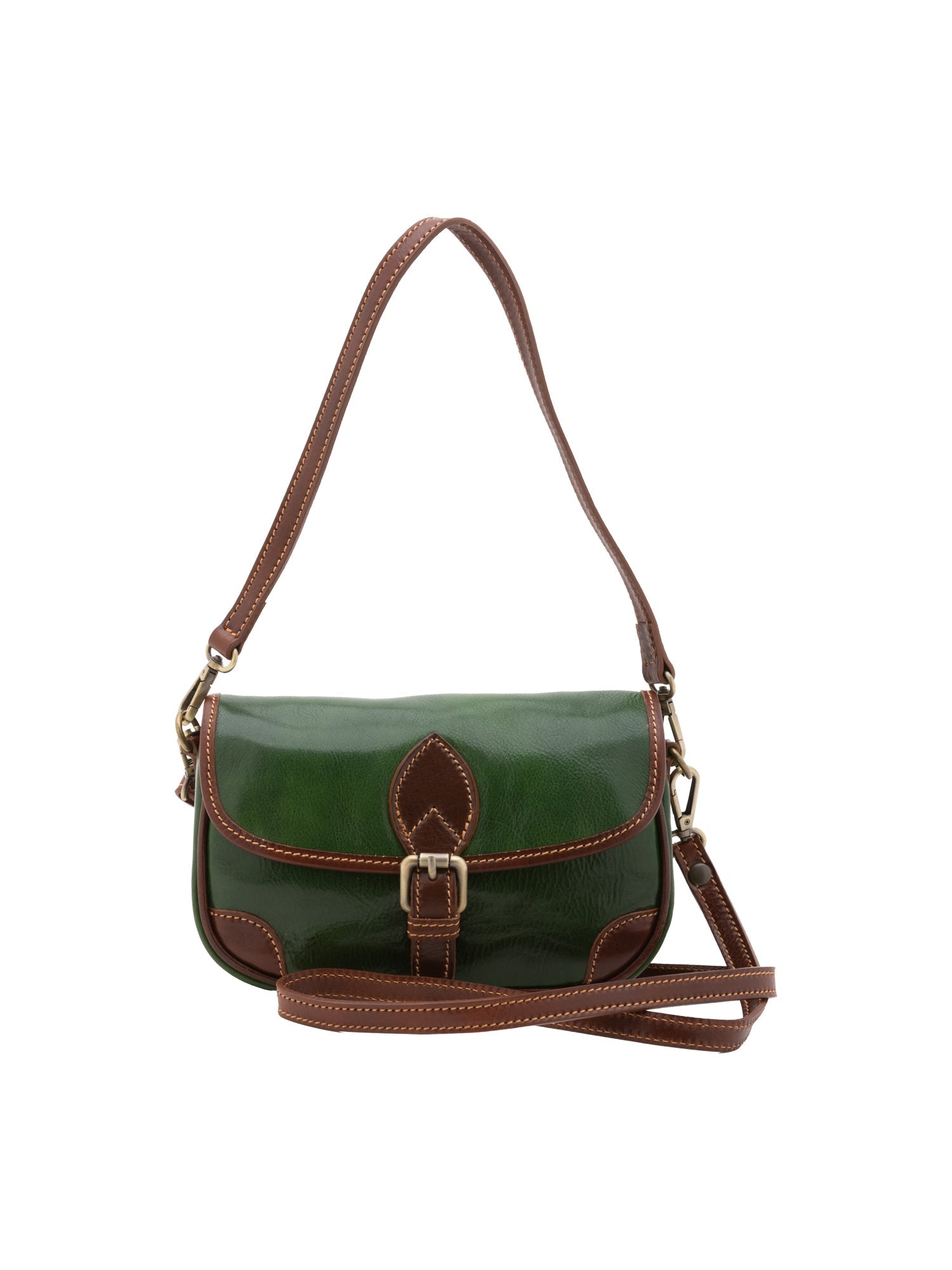 Borsa a tracolla da donna Vera pelle 5587-Verde I Fratelli