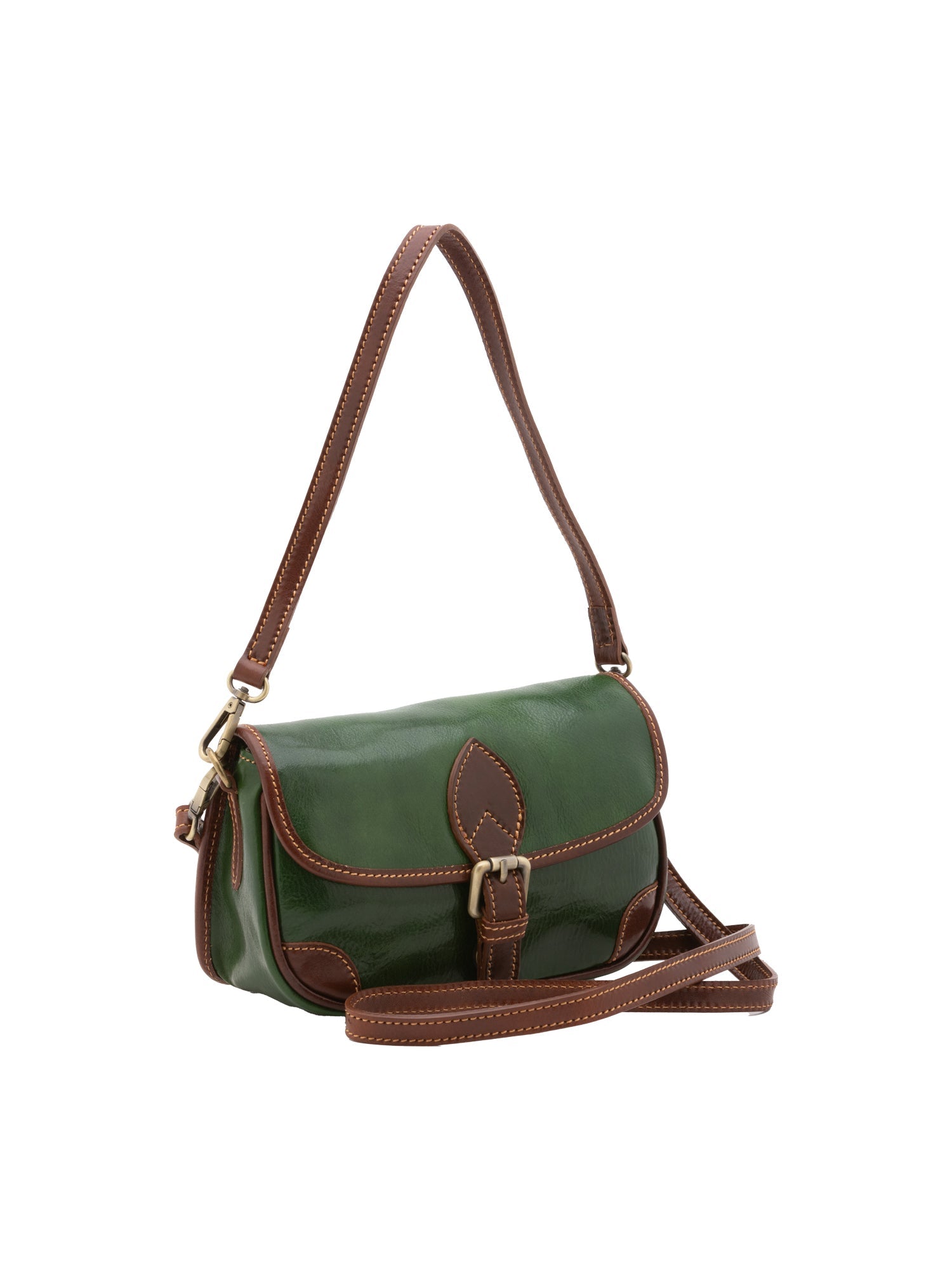 Borsa a tracolla da donna Vera pelle 5587-Verde I Fratelli
