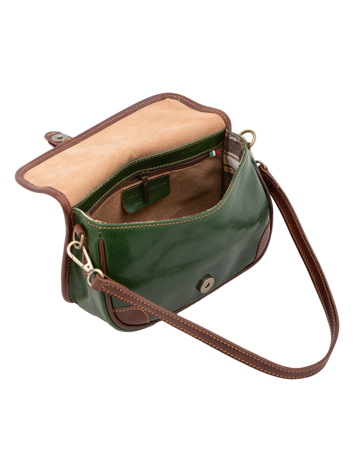 Borsa a tracolla da donna Vera pelle 5587-Verde I Fratelli