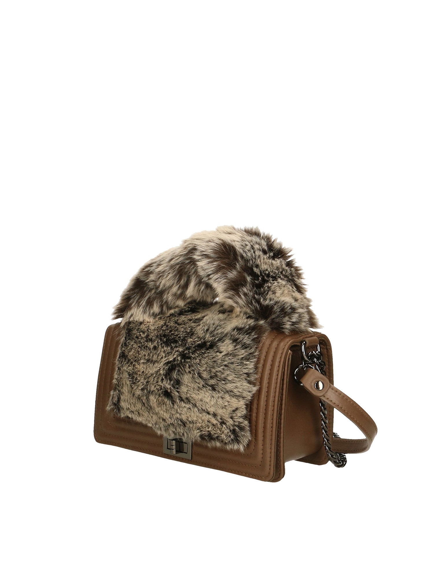 Silvana Pro Borsa a tracolla donna Vera pelle + Calfhair 6599-TAUPE Chiara Ferretti