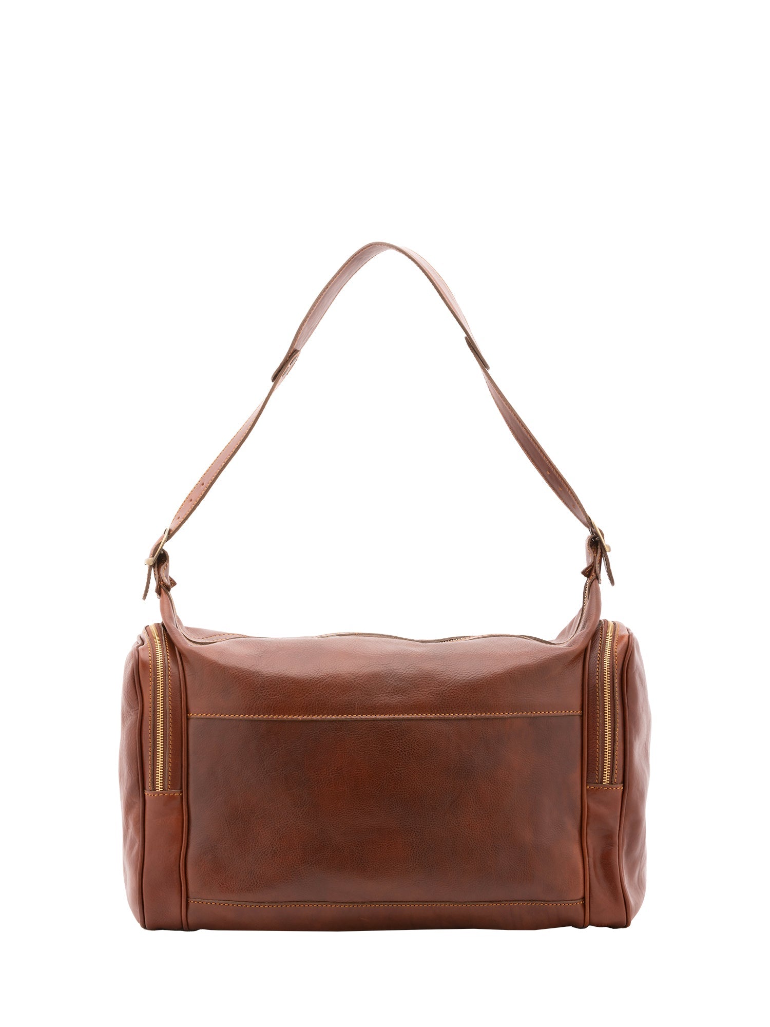 Borsa da viaggio unisex in vera pelle 100% cotone 4037-MARRONE Alessia Firenze