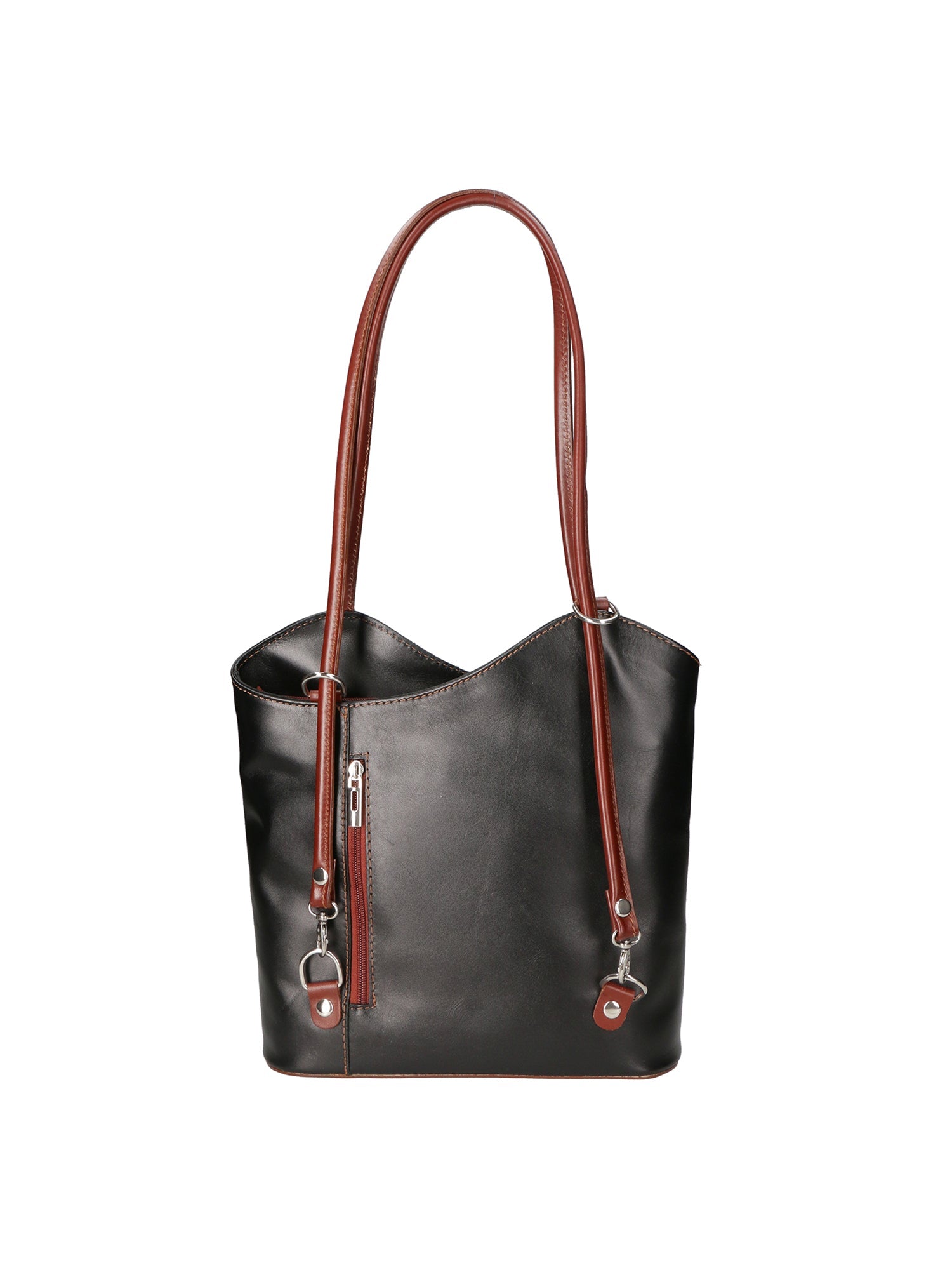 Fabiola Borsa a spalla da donna 100% pelle 9039-NERO MARRONE Chiara Ferretti