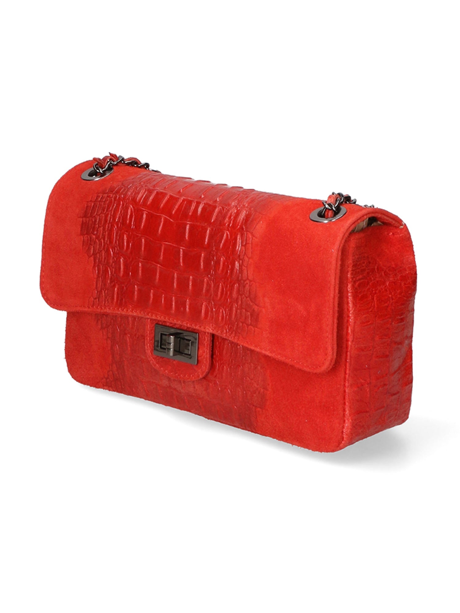 Edvige Borsa a spalla da donna Pelle Croco Stampata 80045-ROSSO RED Chiara Ferretti