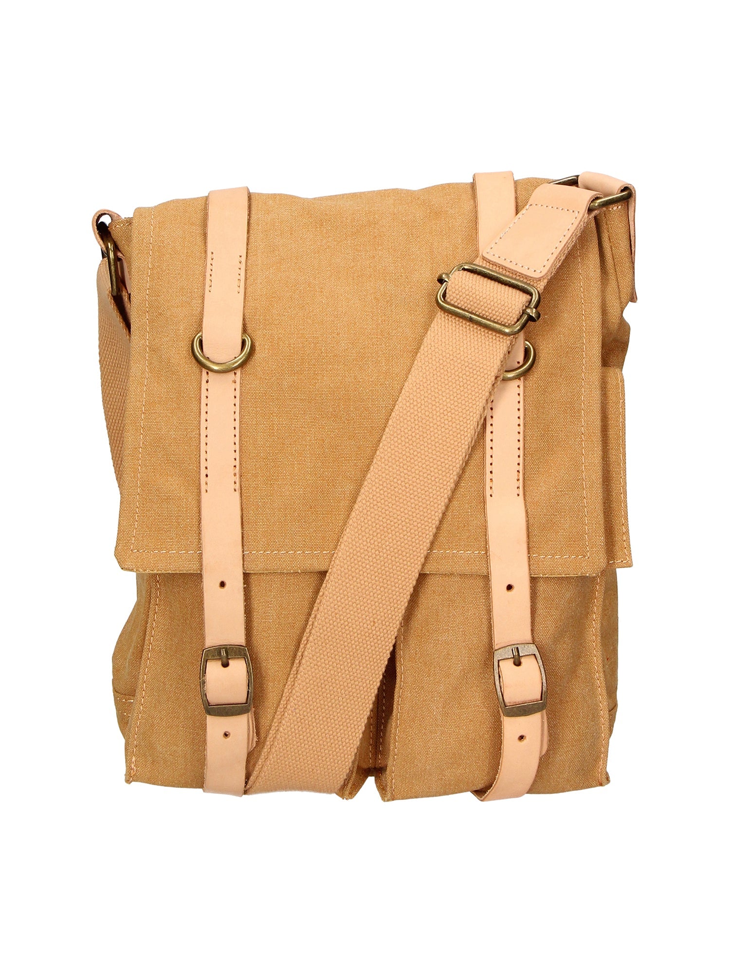 Milena Borsa a tracolla unisex Canvas e vera pelle ZG3009-CUOIO COGNAC Chiara Ferretti