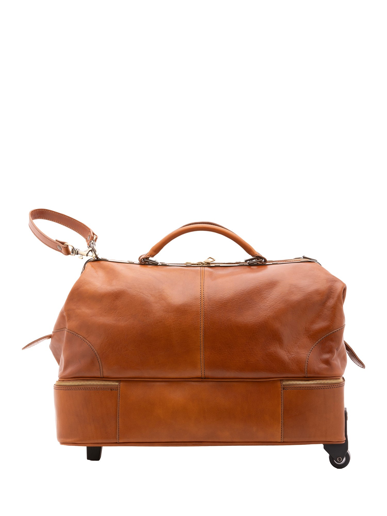 Borsa da viaggio unisex in vera pelle Made in Italy 4084-MIELE Alessia Firenze