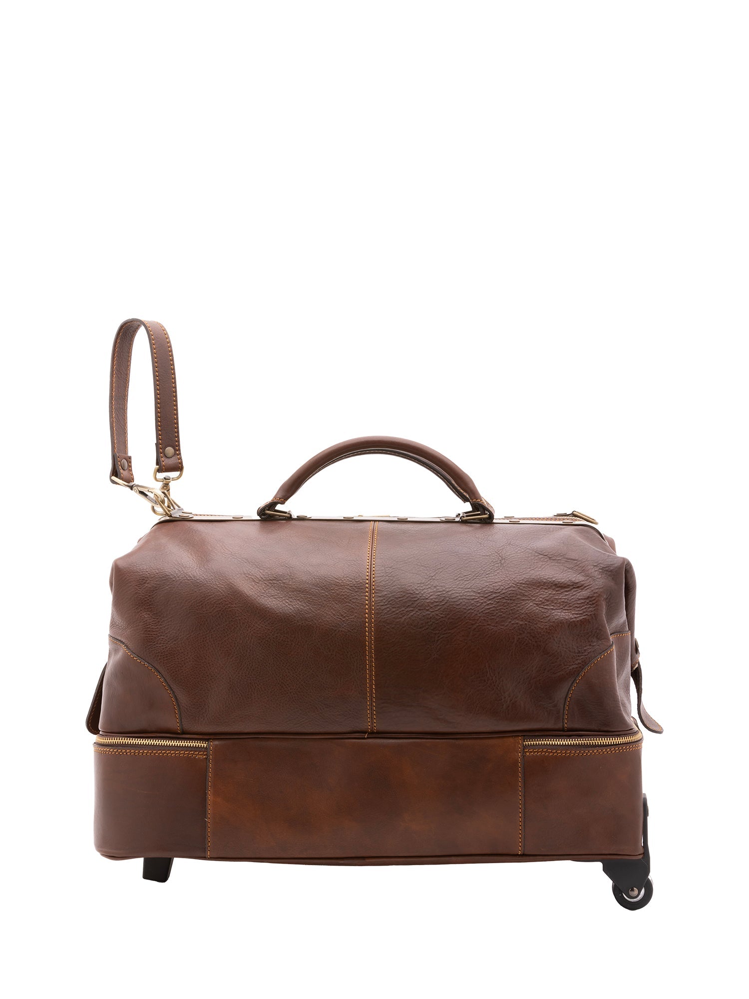 Borsa da viaggio unisex in vera pelle Made in Italy 4084-TESTA DI MORO Alessia Firenze