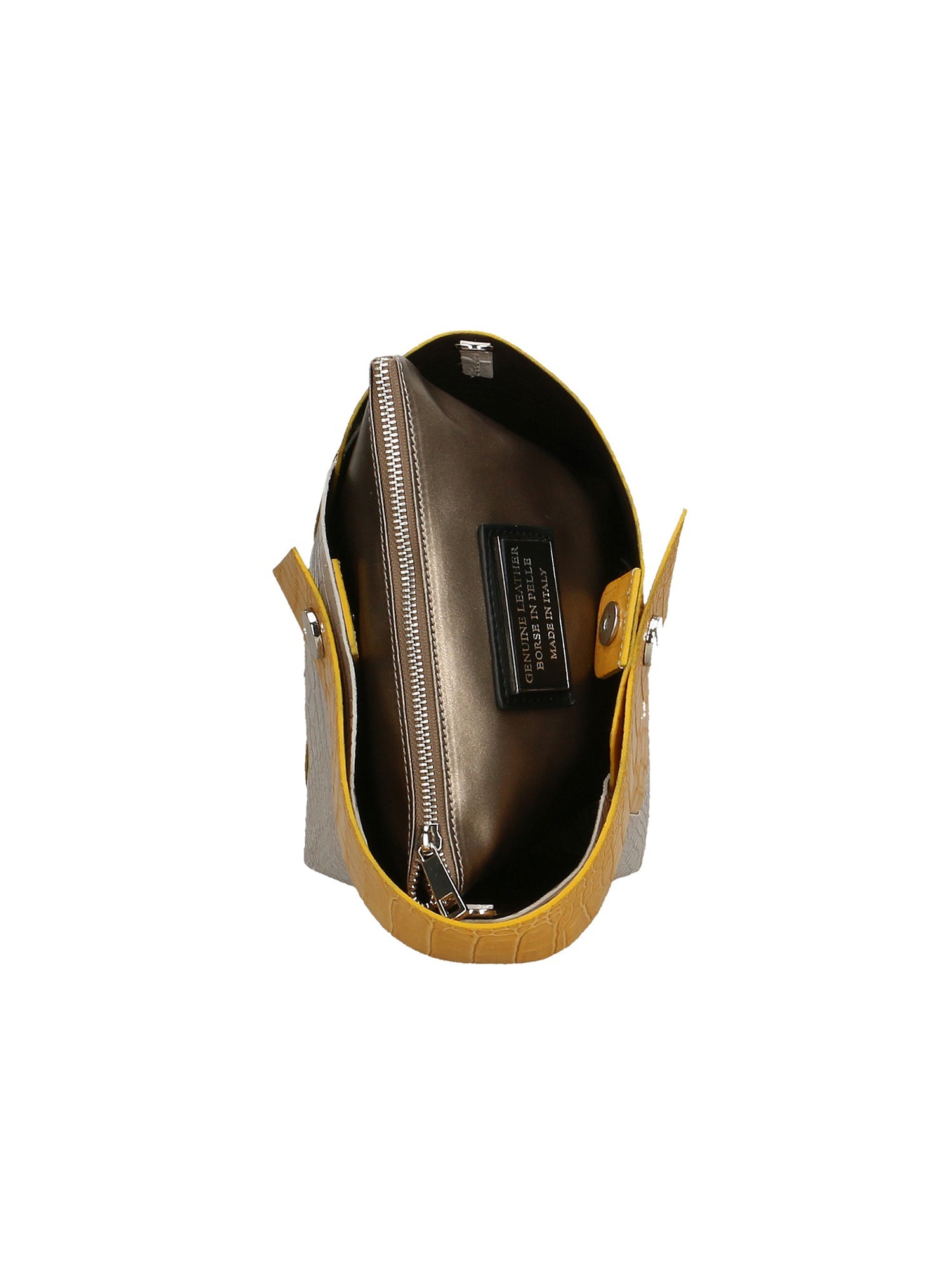 Ombretta Borsa a mano da donna Vera pelle 00643-C36+C16 SENAPE MUSTARD+GRIGIO GREY Chiara Ferretti