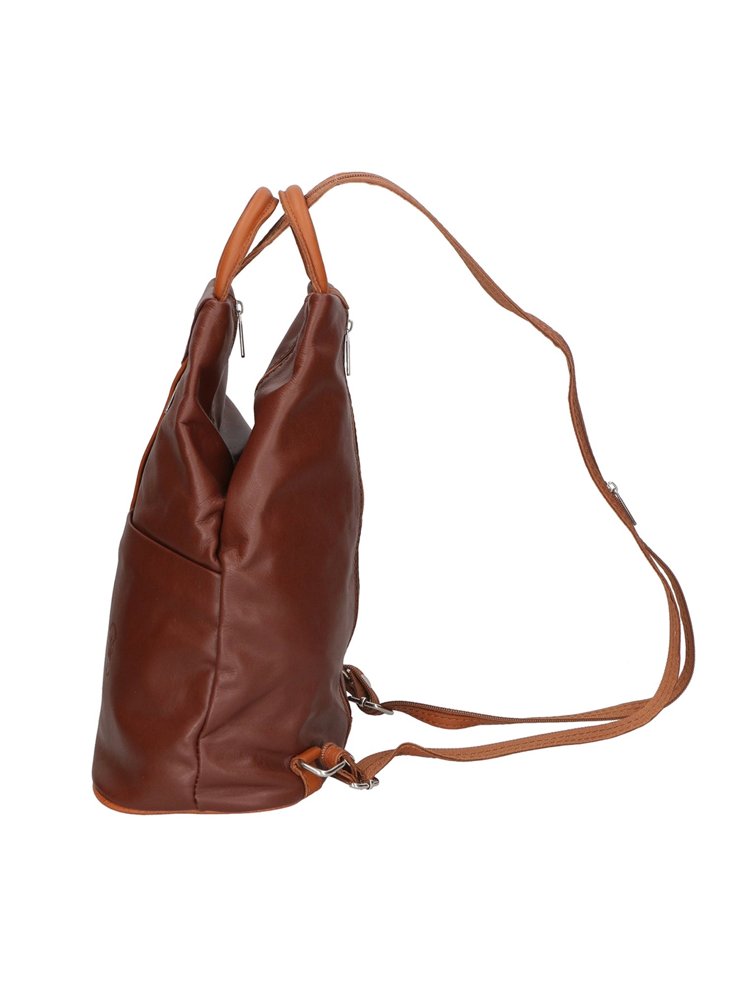 Erika Zaino da donna in vera pelle Casual 80072-MARRONE-CUOIO Chiara Ferretti