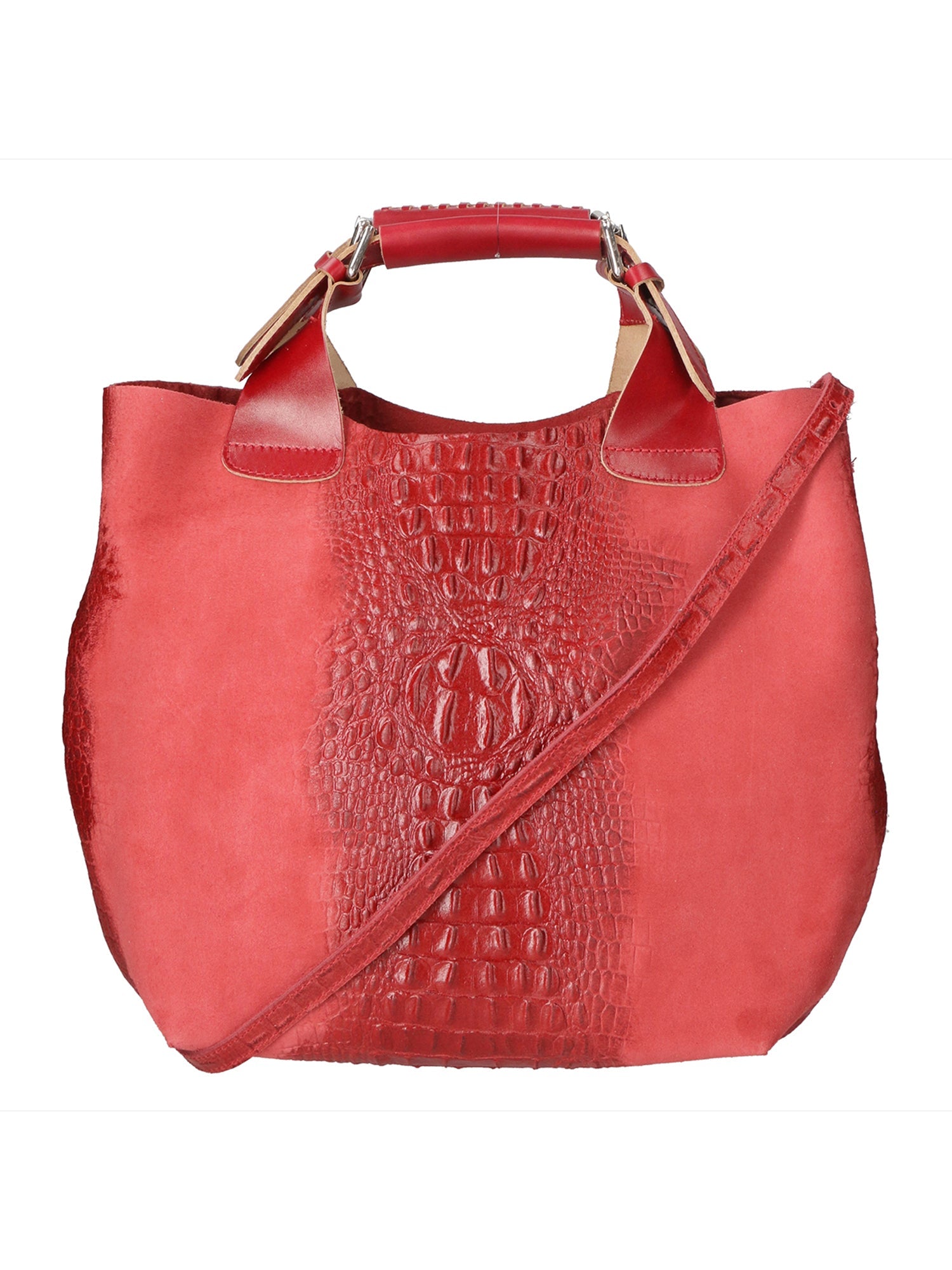 Eufemia Borsa a spalla da donna Pelle Croco Stampata 9007 1-ROSSO Chiara Ferretti