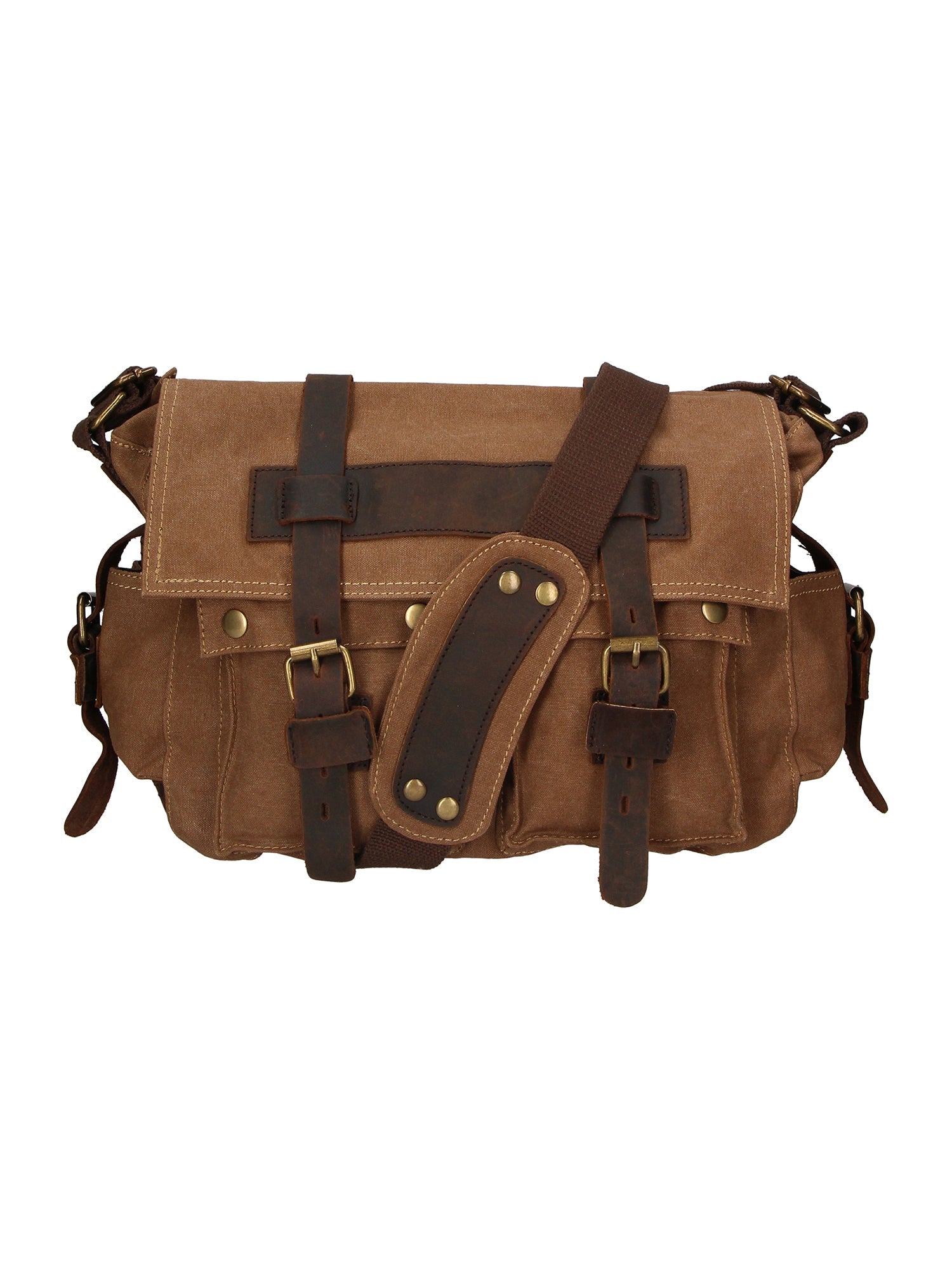 Melania Borsa a spalla unisex Canvas e vera pelle ZG3016-FANGO TAUPE Chiara Ferretti
