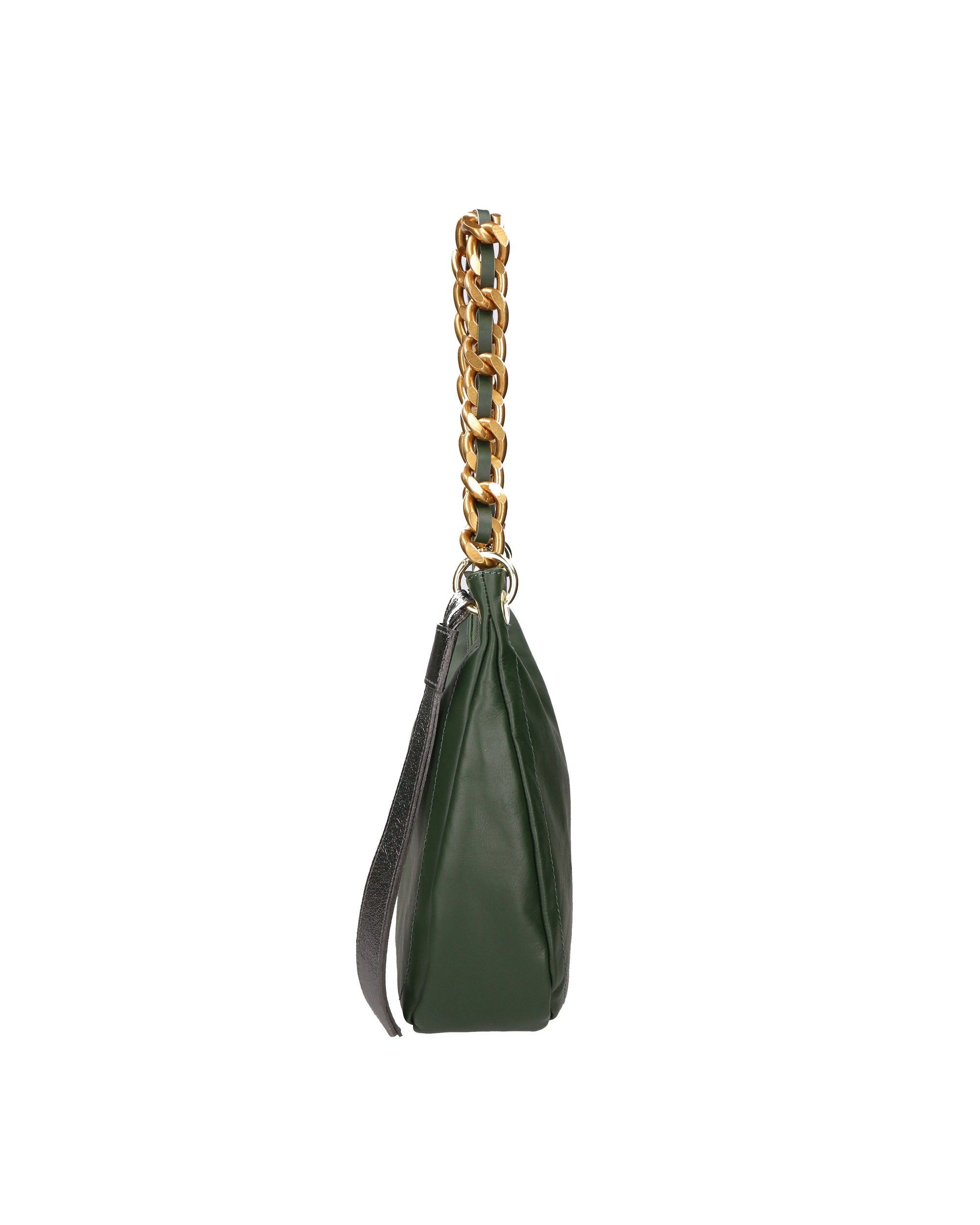 Artemisia Borsa a spalla da donna Vera pelle 05462-S14 VERDE SCURO+L020 FERRO Chiara Ferretti