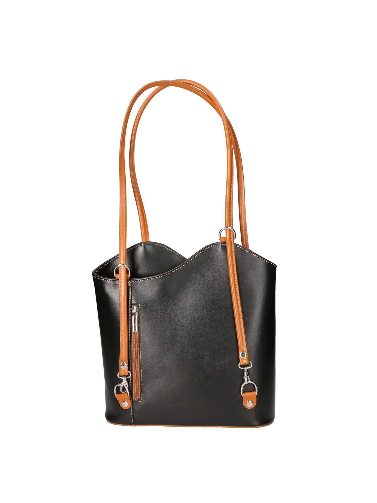 Fabiola Borsa a spalla da donna 100% pelle 9039-NERO CUOIO Chiara Ferretti