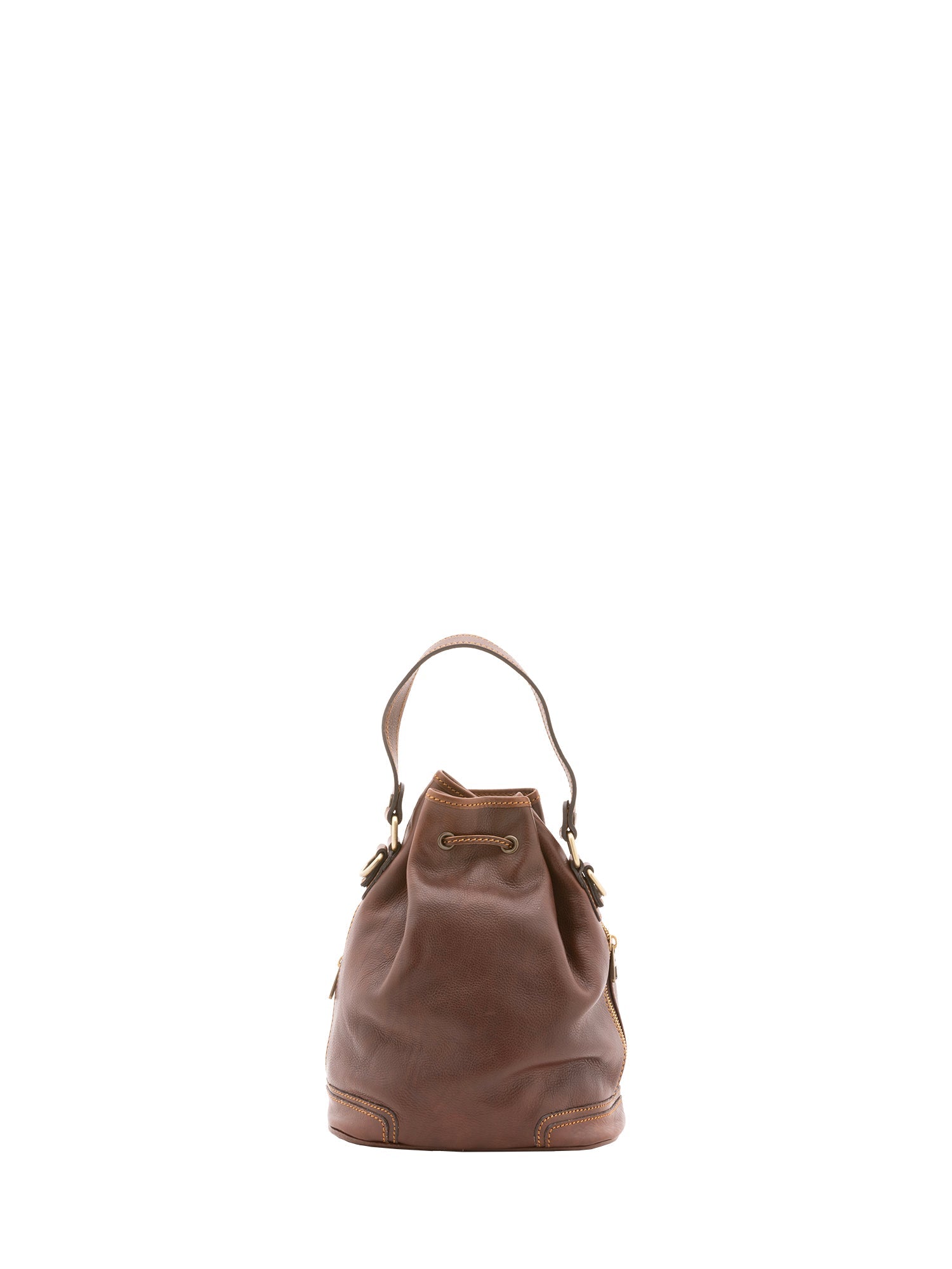 Borsa a secchiello unisex in vera pelle 100% cotone 4535-TESTA DI MORO Alessia Firenze