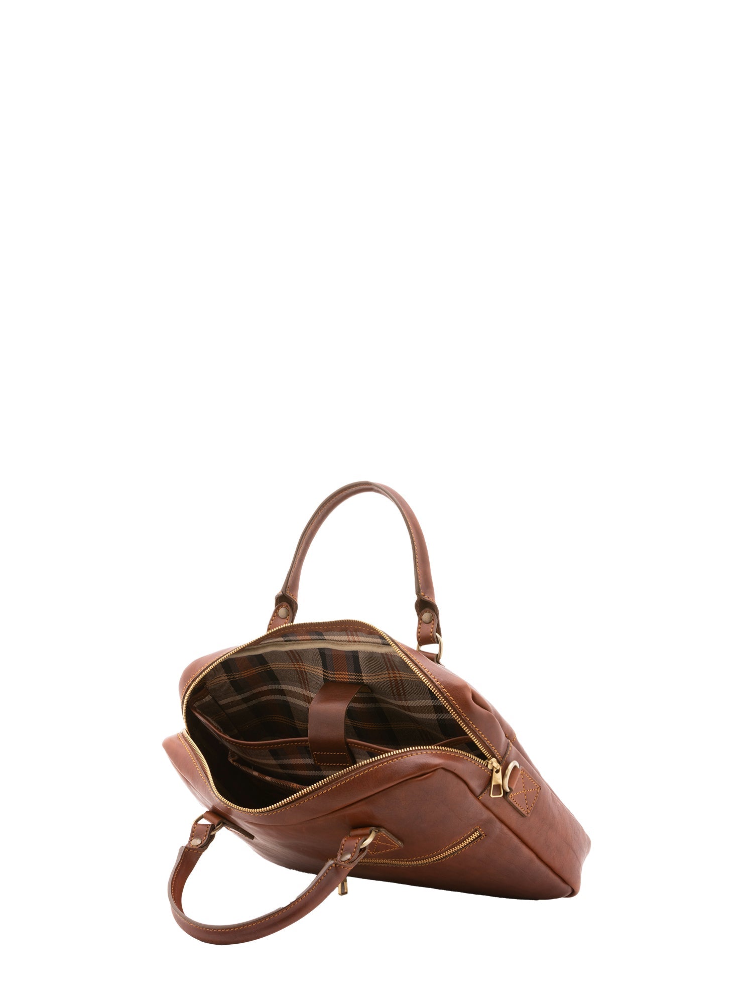 Borsa a mano unisex in vera pelle Made in Italy 4318-MARRONE Alessia Firenze