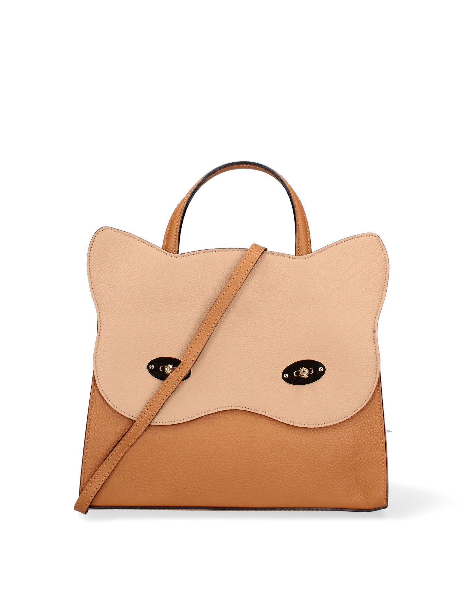 Arancia Borsa a mano da donna 100% pelle 8969-CUOIO+NOCCIOLA Chiara Ferretti