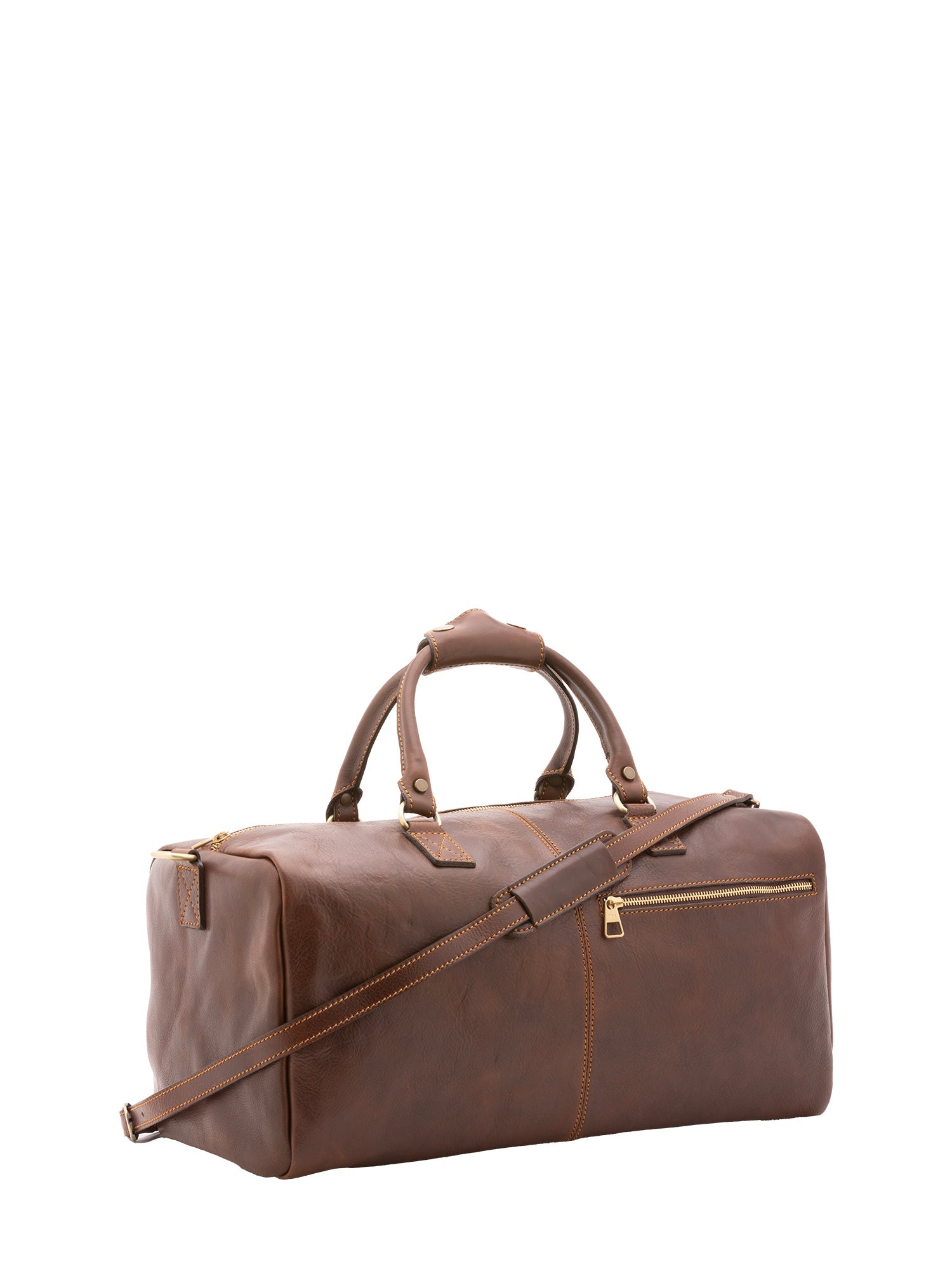 Borsa da viaggio unisex in vera pelle 100% cotone 4311-TESTA DI MORO Alessia Firenze