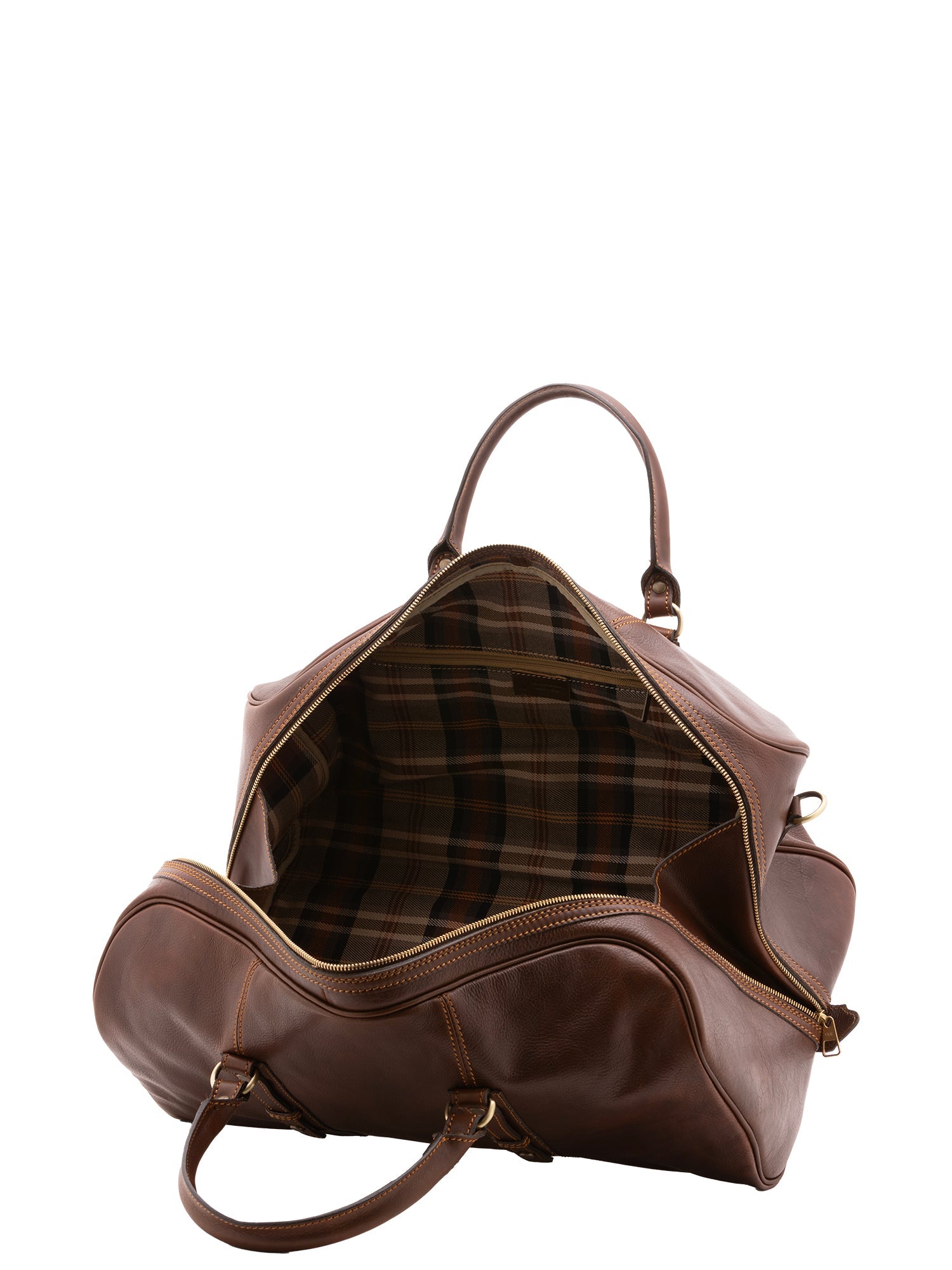Borsa da viaggio unisex in vera pelle 100% cotone 4514-TESTA DI MORO Alessia Firenze