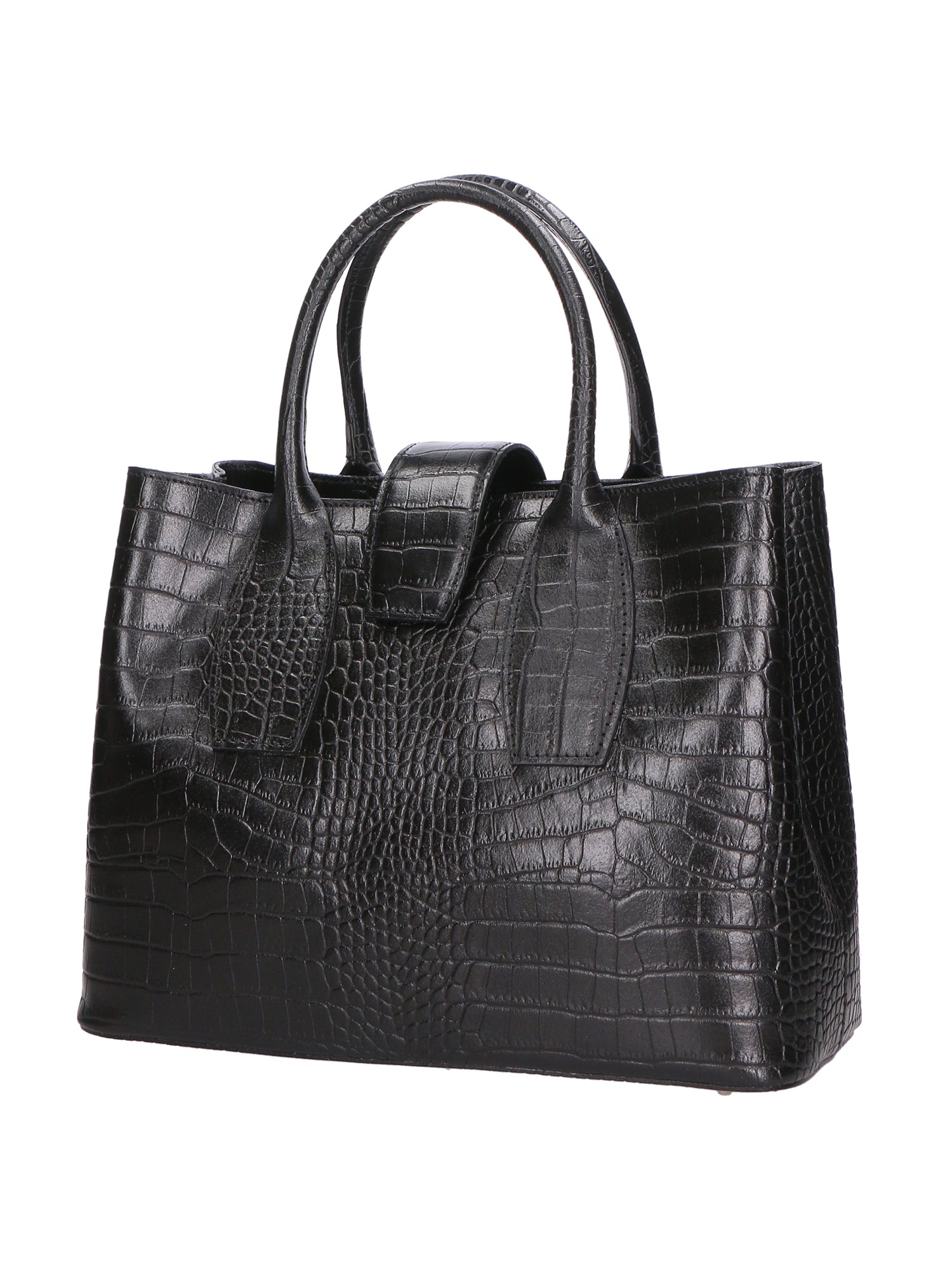 Letizia Borsa a mano da donna Pelle stampata croco 06542-NERO Chiara Ferretti