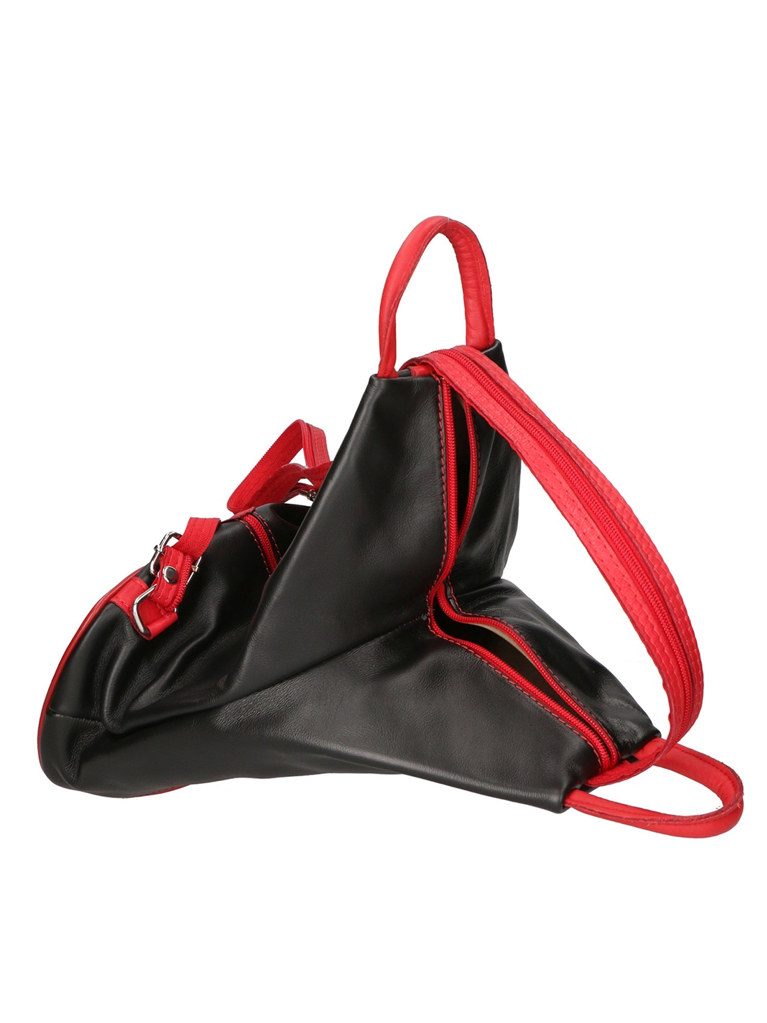 Erika Zaino da donna in vera pelle Casual 80072-NERO-ROSSO Chiara Ferretti