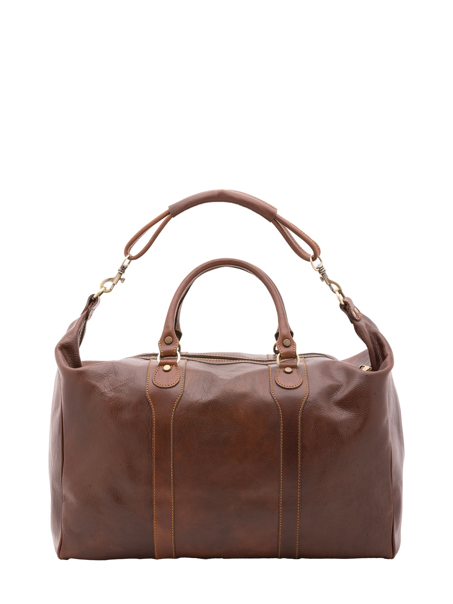 Borsa da viaggio unisex in vera pelle 100% cotone 4046-TESTA DI MORO Alessia Firenze