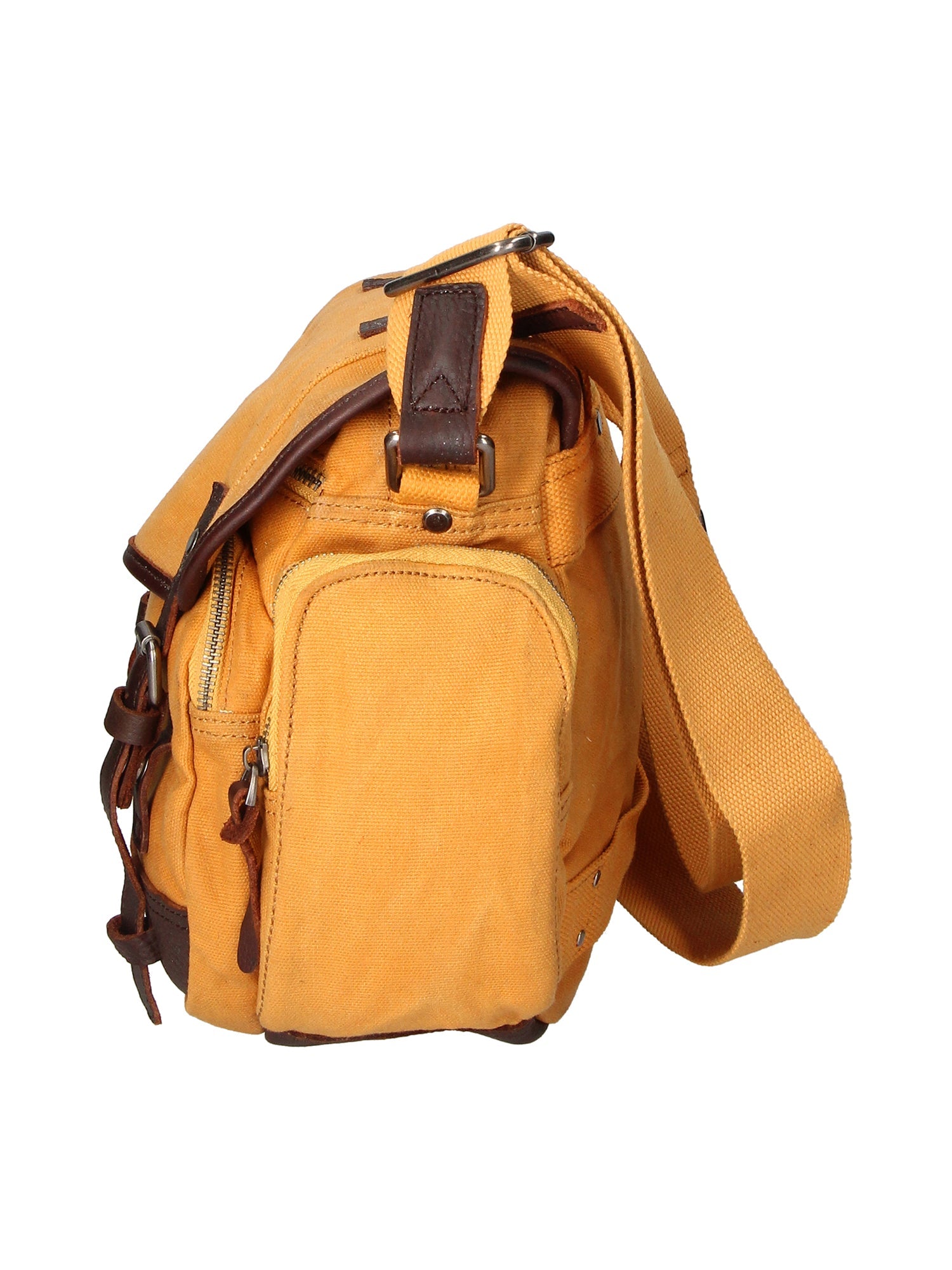 Mia Borsa a tracolla unisex Canvas e vera pelle ZG3003-CUOIO COGNAC Chiara Ferretti