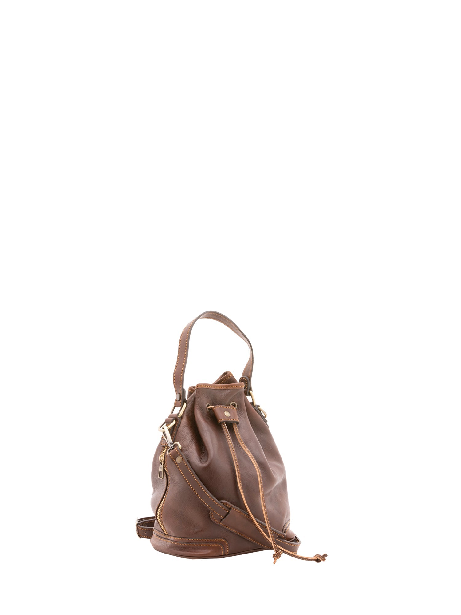 Borsa a secchiello unisex in vera pelle 100% cotone 4535-TESTA DI MORO Alessia Firenze