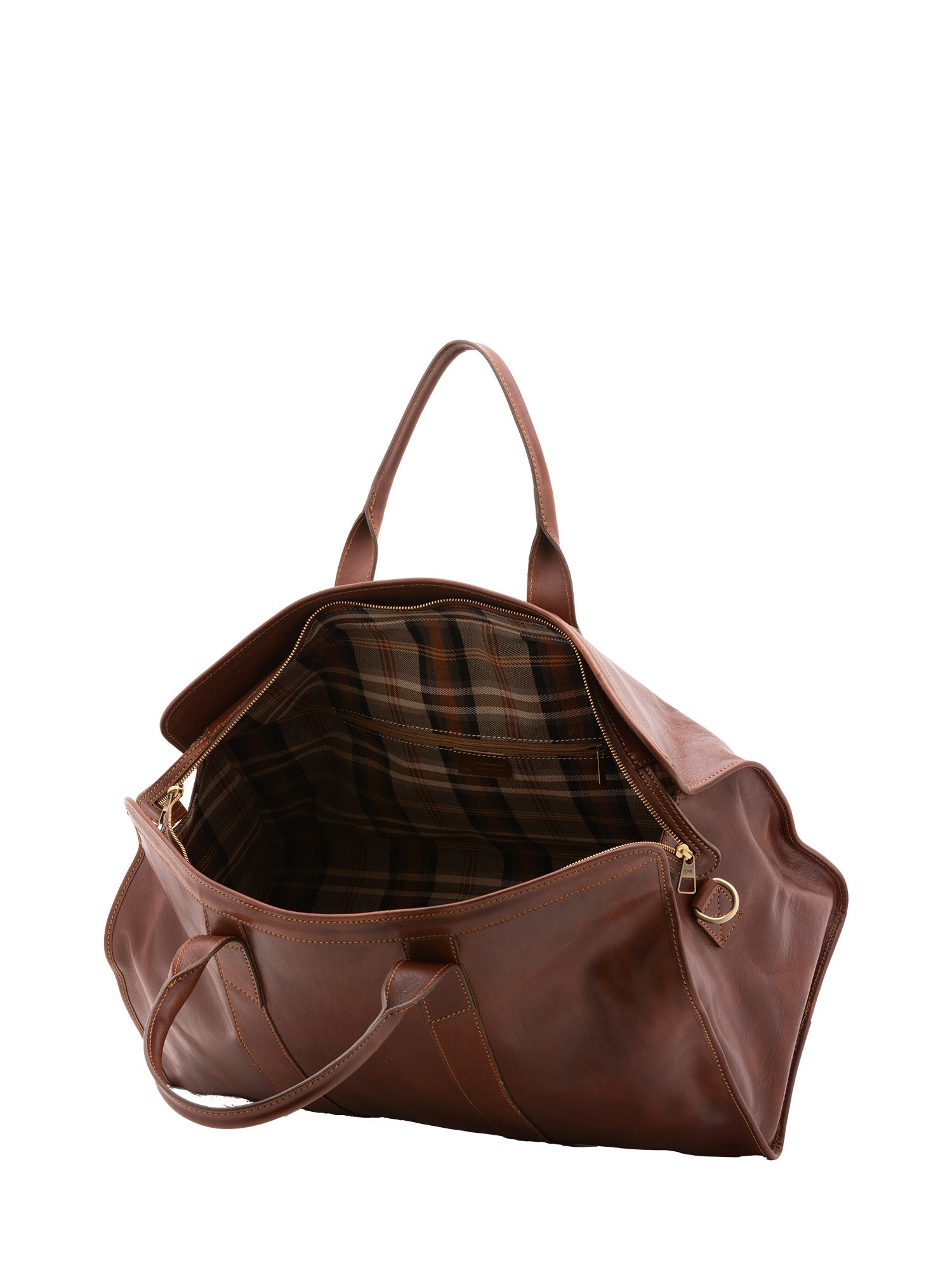 Borsa da viaggio unisex in vera pelle 100% cotone 4091-MARRONE Alessia Firenze