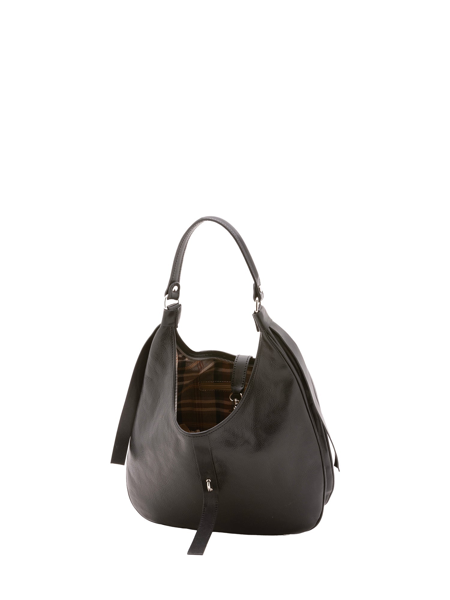 Borsa a spalla da donna 100% vera pelle 4607-NERO Alessia Firenze