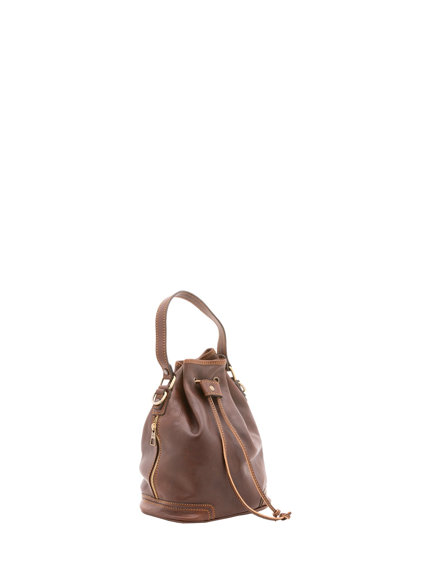 Borsa a secchiello unisex in vera pelle 100% cotone 4535-TESTA DI MORO Alessia Firenze