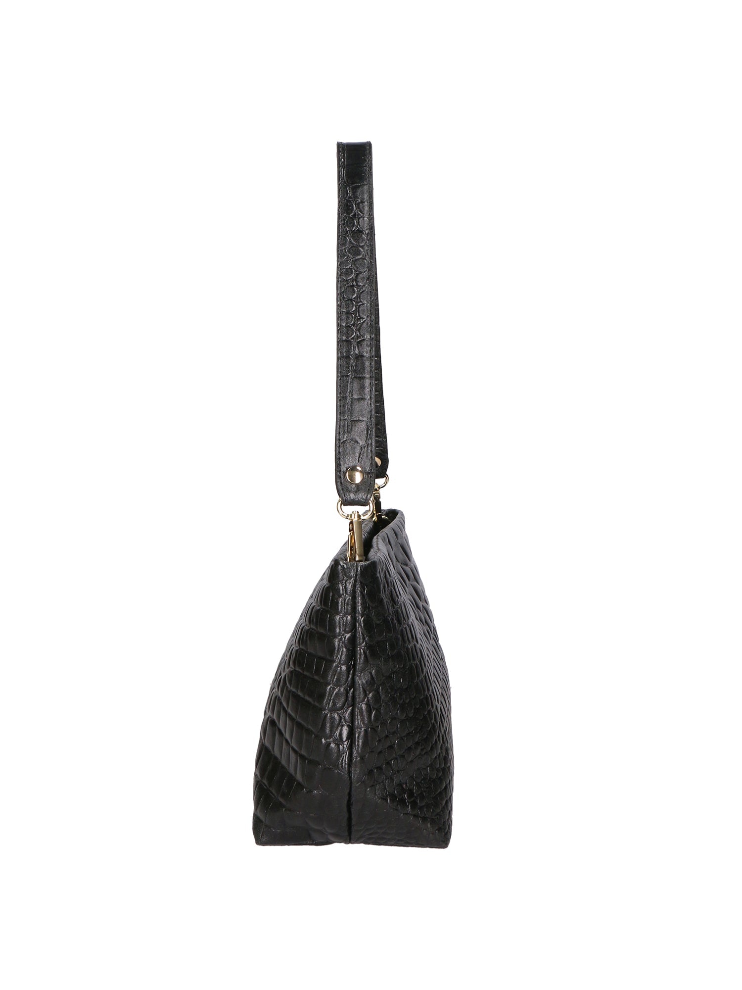 Lorelei Borsa a spalla da donna Vera pelle croco 06498-019 NERO Chiara Ferretti