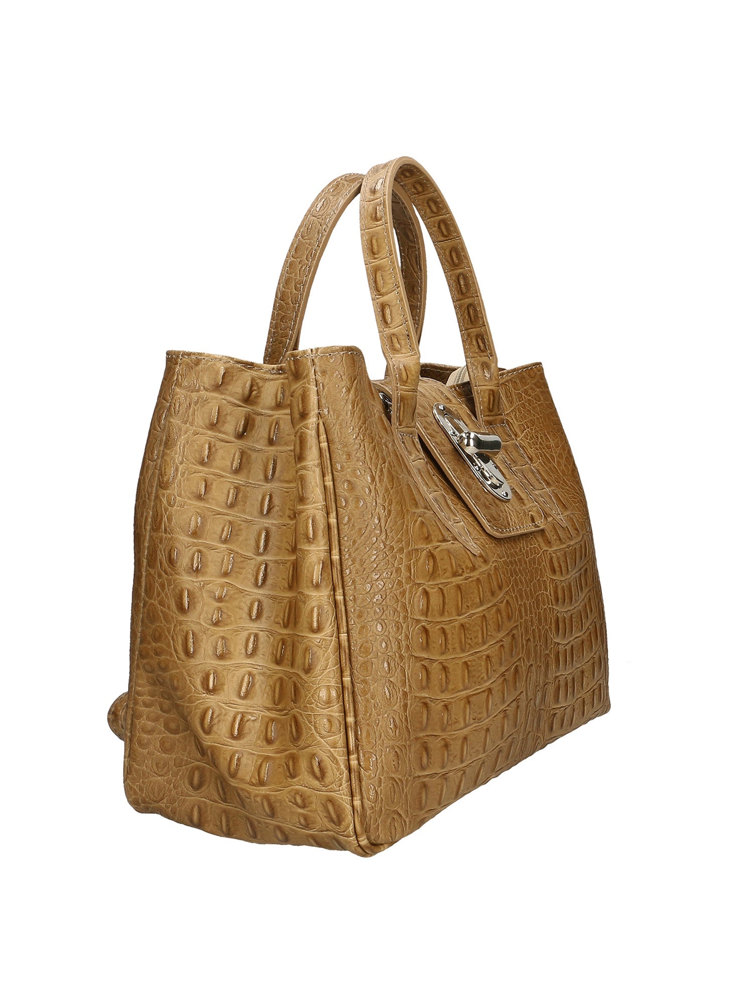 Ascoli Borsa a mano da donna Pelle stampata cocco 7718-TAUPE Chiara Ferretti