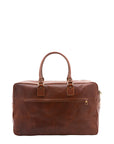 Borsa da viaggio unisex vera pelle 100% cotone 4562-MARRONE Alessia Firenze