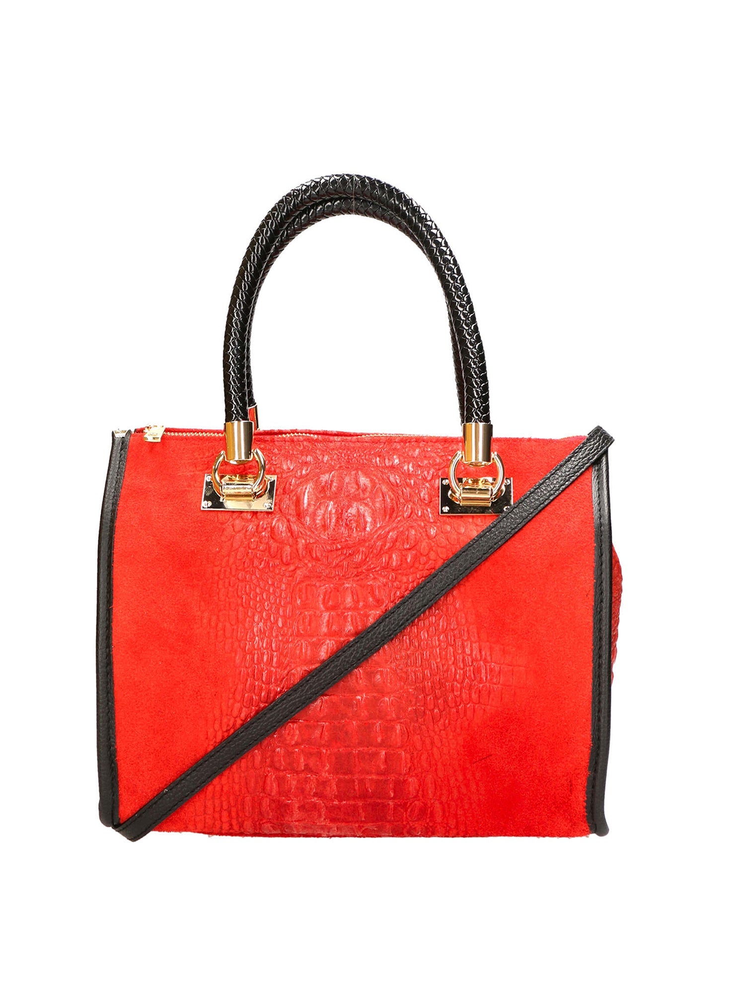 Edna Borsa a bauletto da donna Pelle e camoscio stampato croco 80044-023 ROSSO Chiara Ferretti