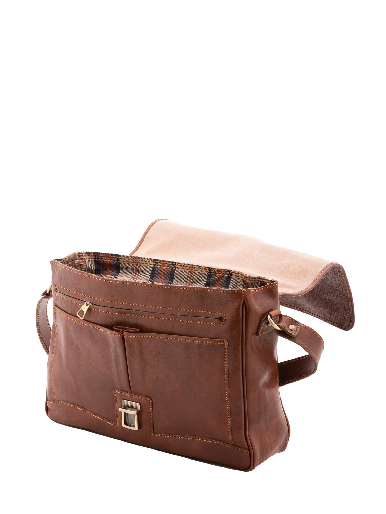 Borsa a mano unisex in vera pelle Made in Italy 4576-MARRONE Alessia Firenze