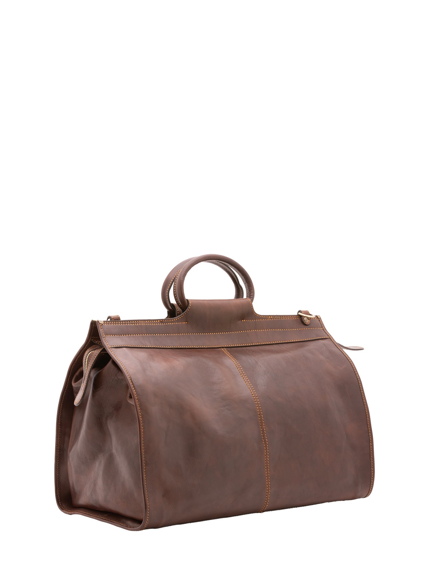 Borsa da viaggio unisex in vera pelle 100% cotone 4563-TESTA DI MORO Alessia Firenze