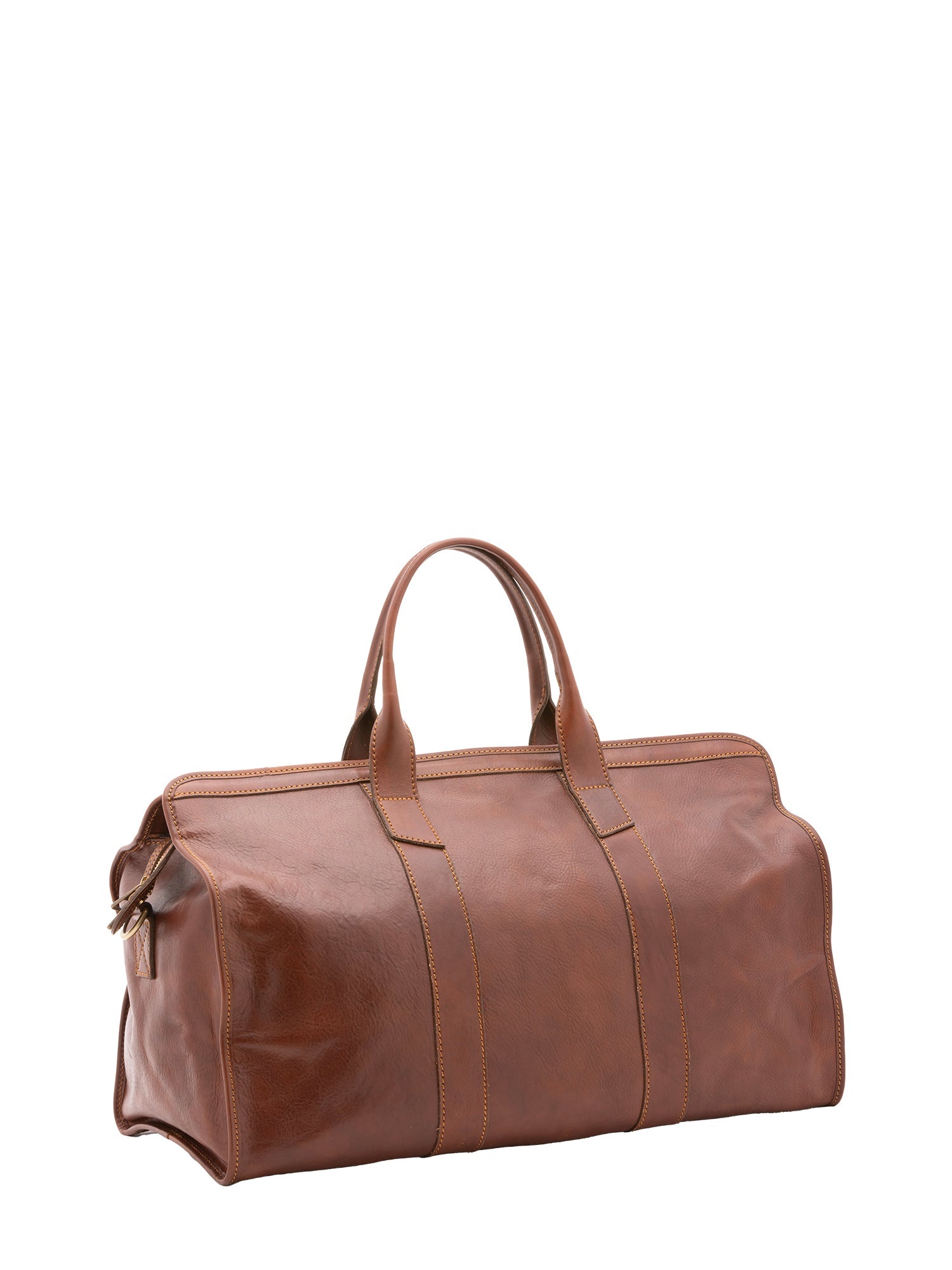 Borsa da viaggio unisex in vera pelle 100% cotone 4091-MARRONE Alessia Firenze