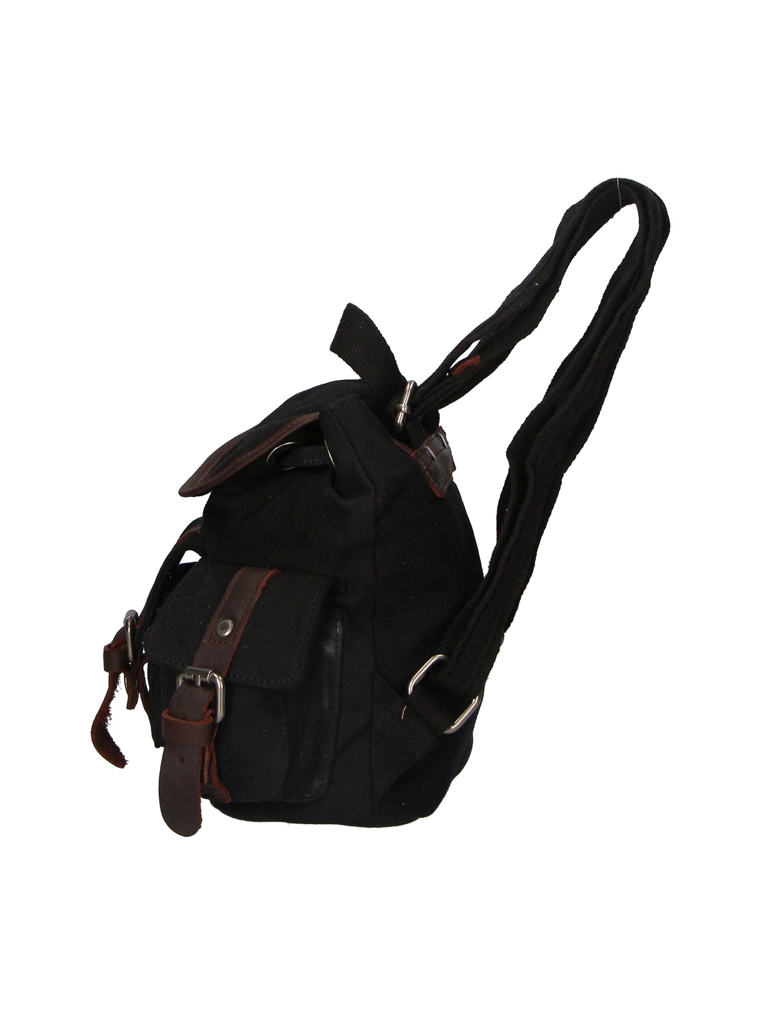 Micaela ZG3006-NERO BLACK Zaino unisex in canvas e vera pelle Chiara Ferretti