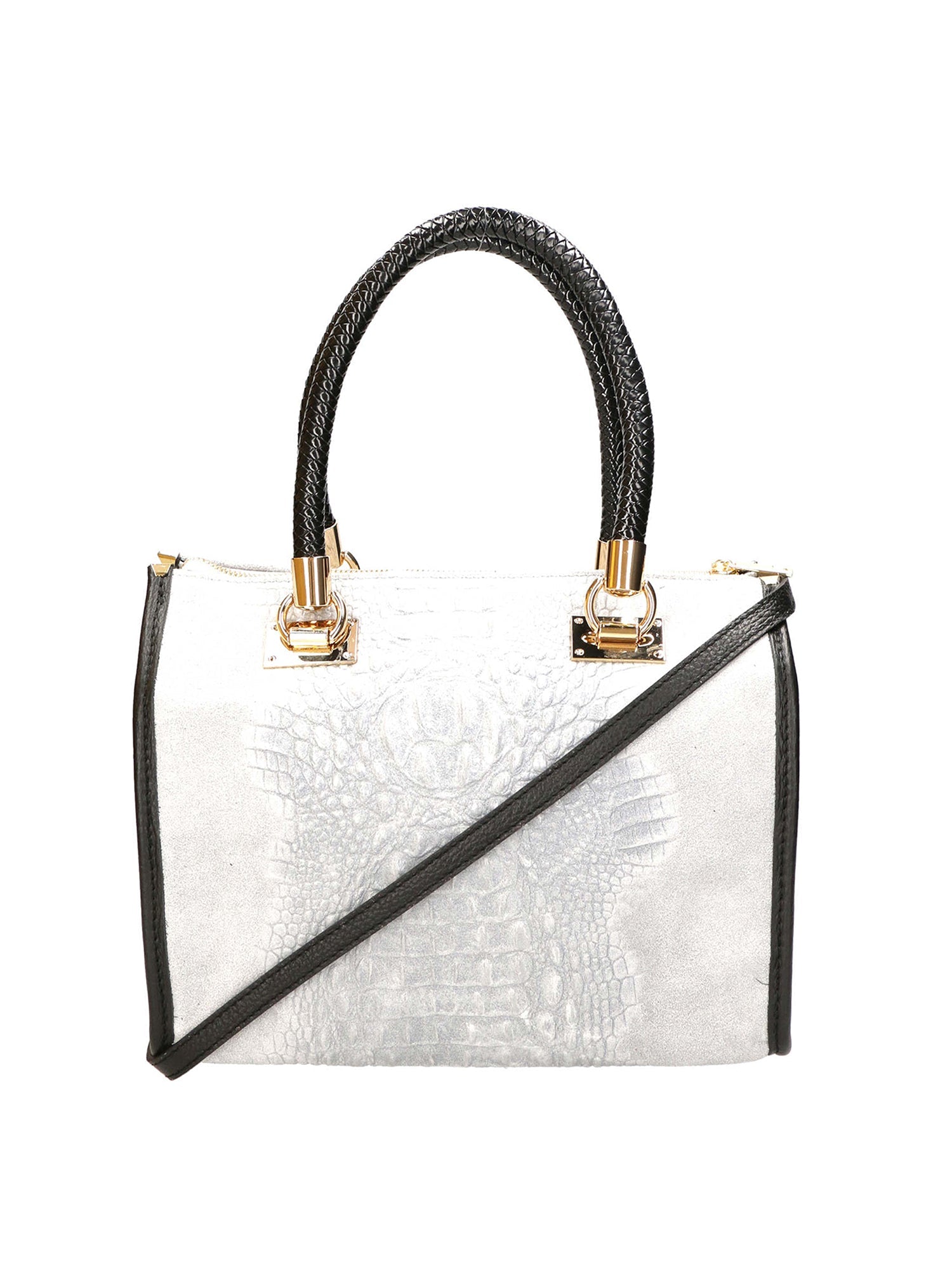 Edna Borsa a bauletto da donna Pelle e camoscio stampato croco 80044-018 GRIGIO MEDIO Chiara Ferretti