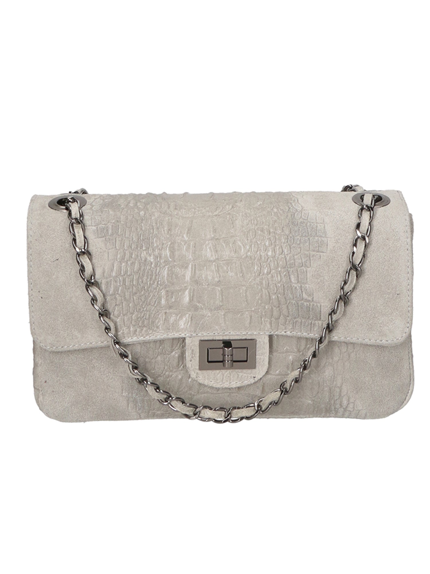 Edvige Borsa a spalla da donna Pelle Croco Stampata 80045-GRIGIO Chiara Ferretti