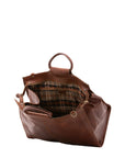 Borsa da viaggio unisex in vera pelle 100% cotone 4563-MARRONE Alessia Firenze