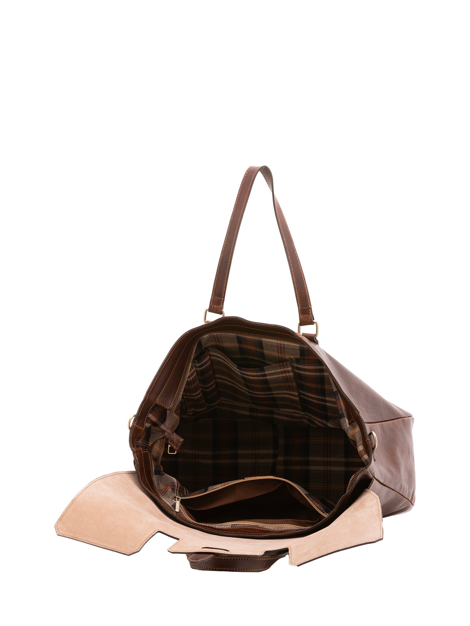 Borsa da viaggio unisex in vera pelle 100% cotone 4066-TESTA DI MORO Alessia Firenze