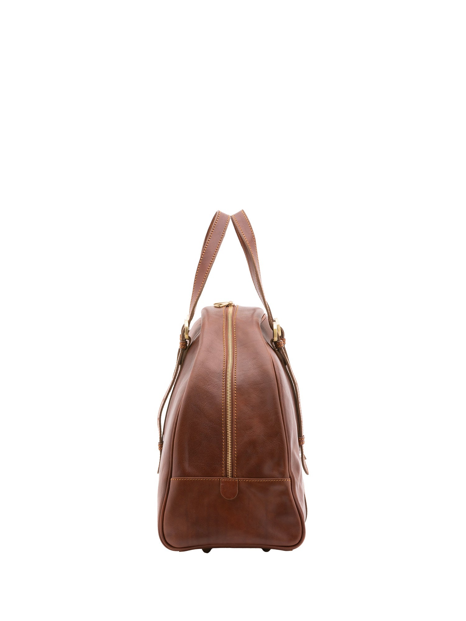 Borsa da viaggio unisex in vera pelle 100% cotone 4589-MARRONE Alessia Firenze