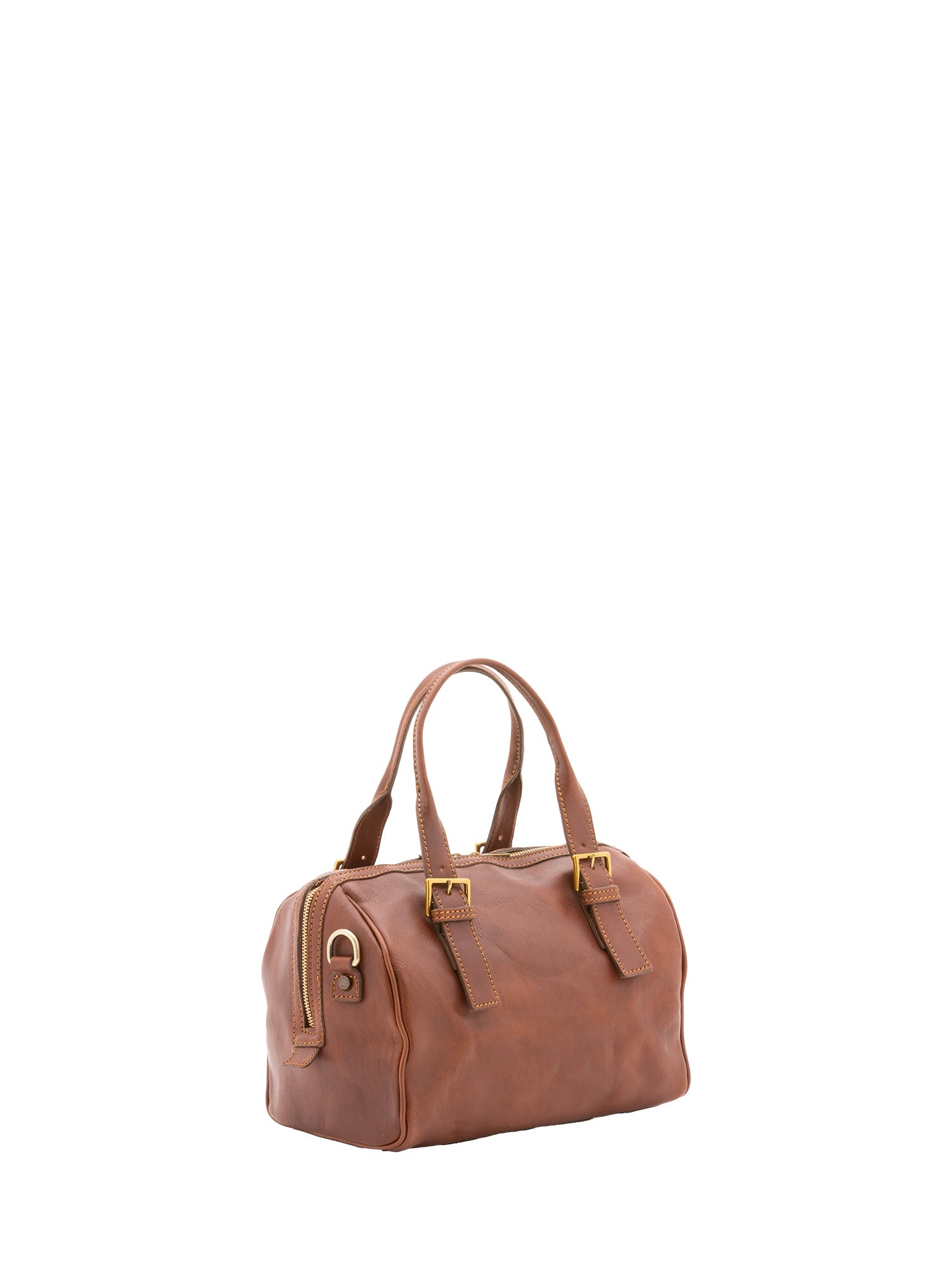 Borsa a bauletto unisex in vera pelle 100% cotone 4528-MARRONE Alessia Firenze
