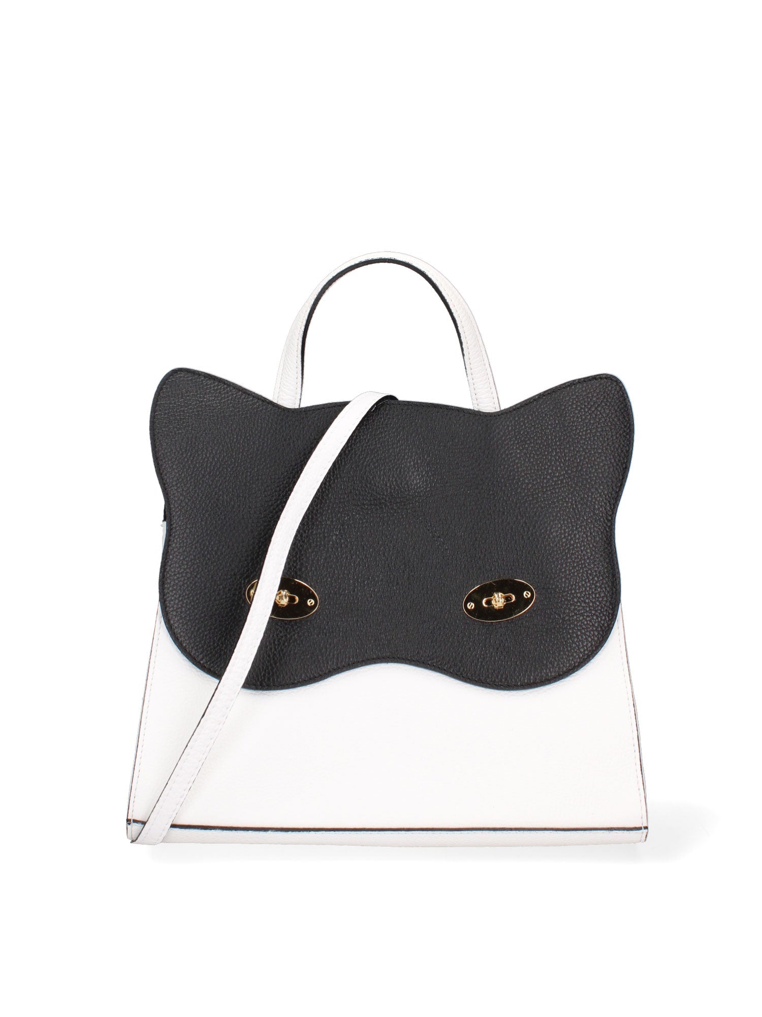 Arancia Borsa a mano da donna 100% pelle 8969-BIANCO+NERO Chiara Ferretti
