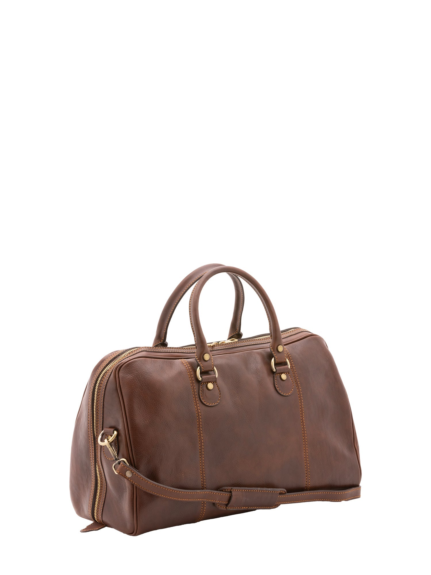 Borsa da viaggio unisex in vera pelle 100% cotone 4040-TESTA DI MORO Alessia Firenze