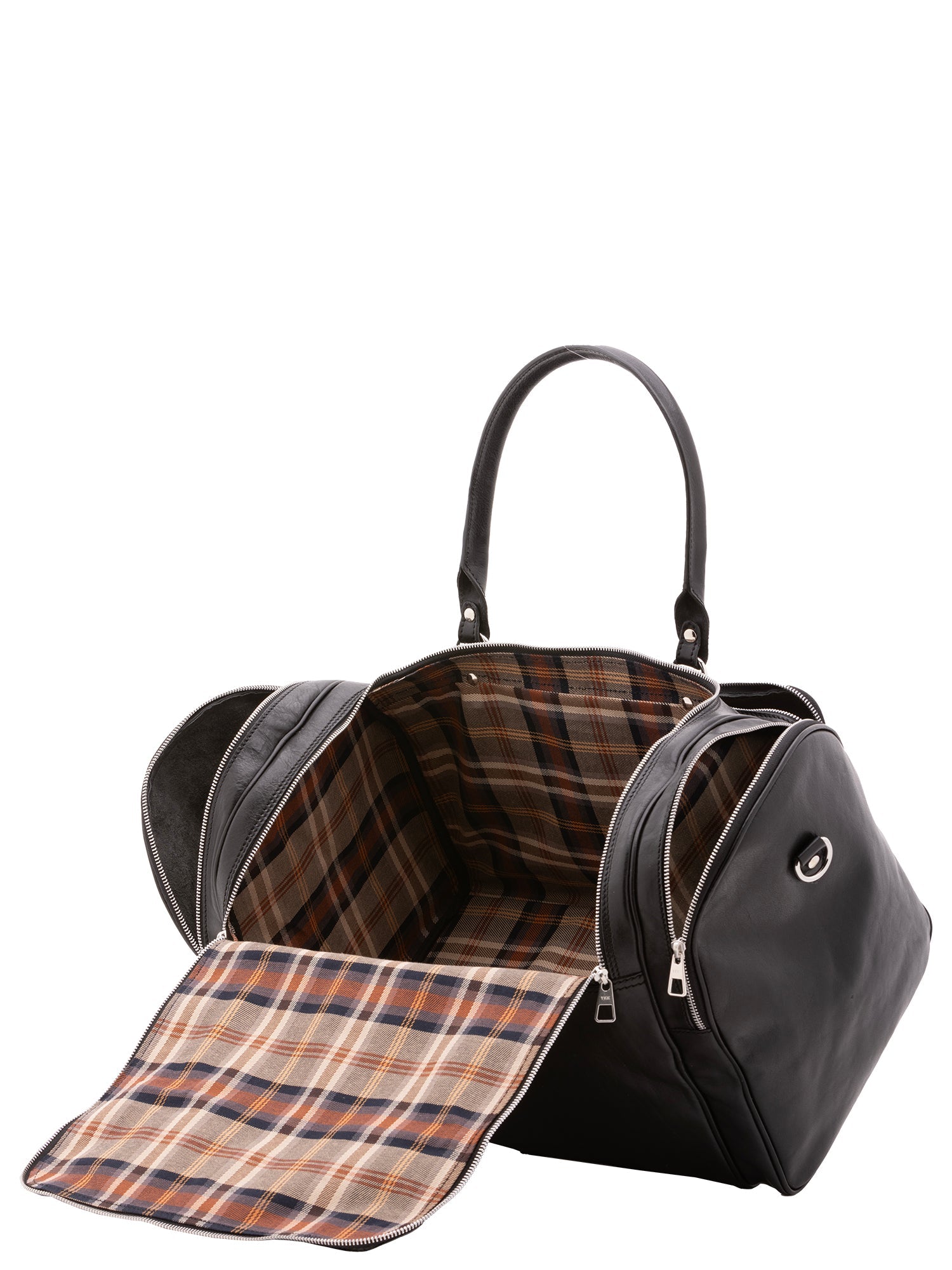 Borsa da viaggio unisex in vera pelle 100% cotone 4045-NERO Alessia Firenze