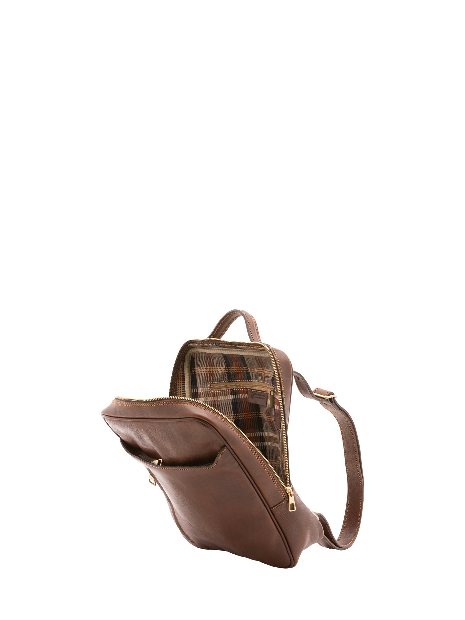 Zaino unisex in vera pelle Made in Italy 100% cotone 4057-TESTA DI MORO Alessia Firenze