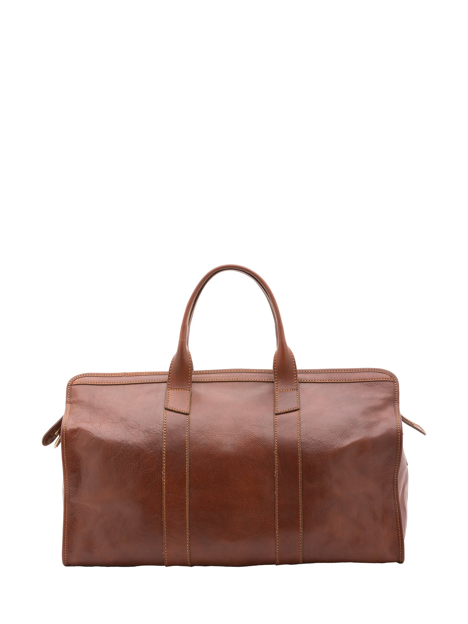 Borsa da viaggio unisex in vera pelle 100% cotone 4091-MARRONE Alessia Firenze