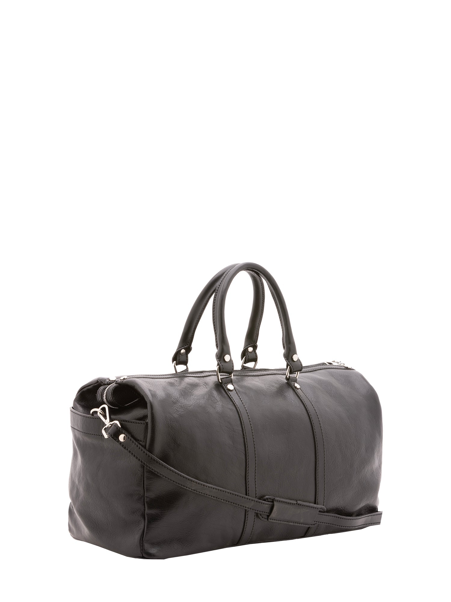 Borsa da viaggio unisex vera pelle 100% cotone 4546-NERO Alessia Firenze